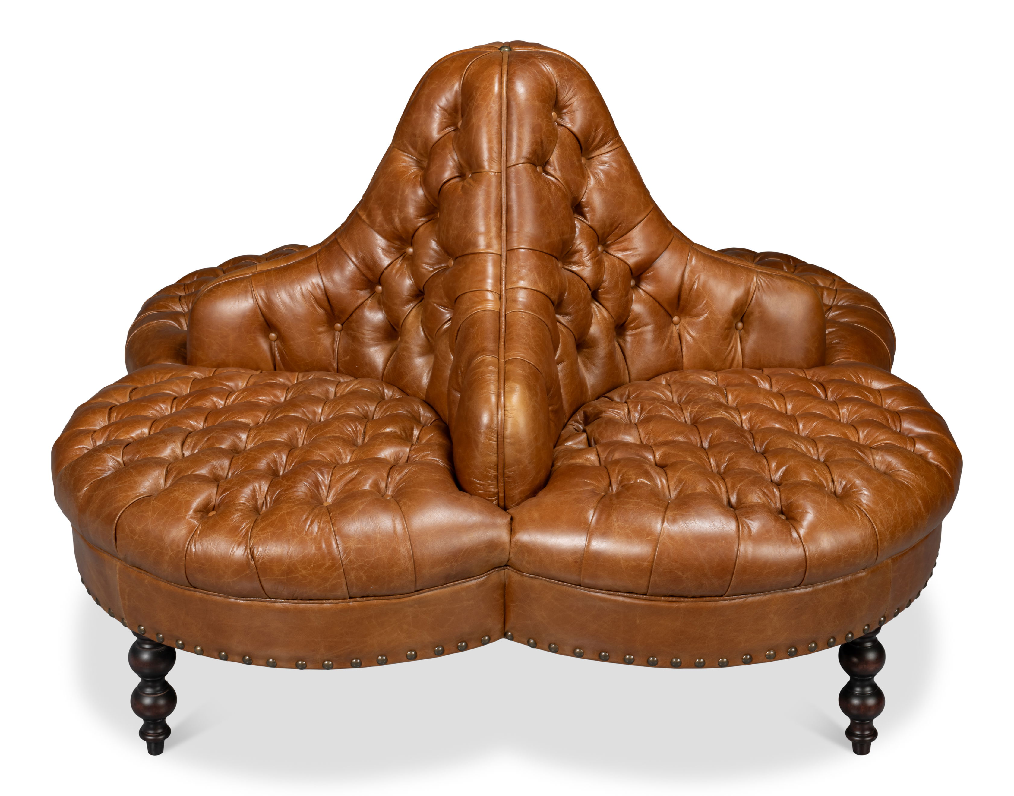 Lobby Sofa, Cuba Brown, Seating by Sarreid, 57" length x 57" width x 39" height View 10