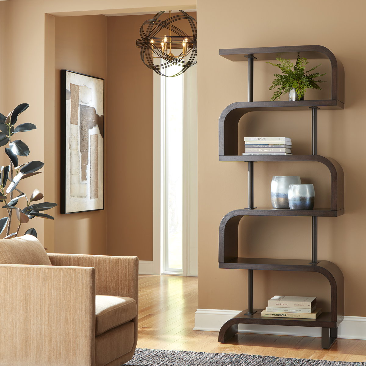 Bia Chocolate Etagere, Shelving & Bookcase by Uttermost, 32" width x 80" height x 16" depth View 2