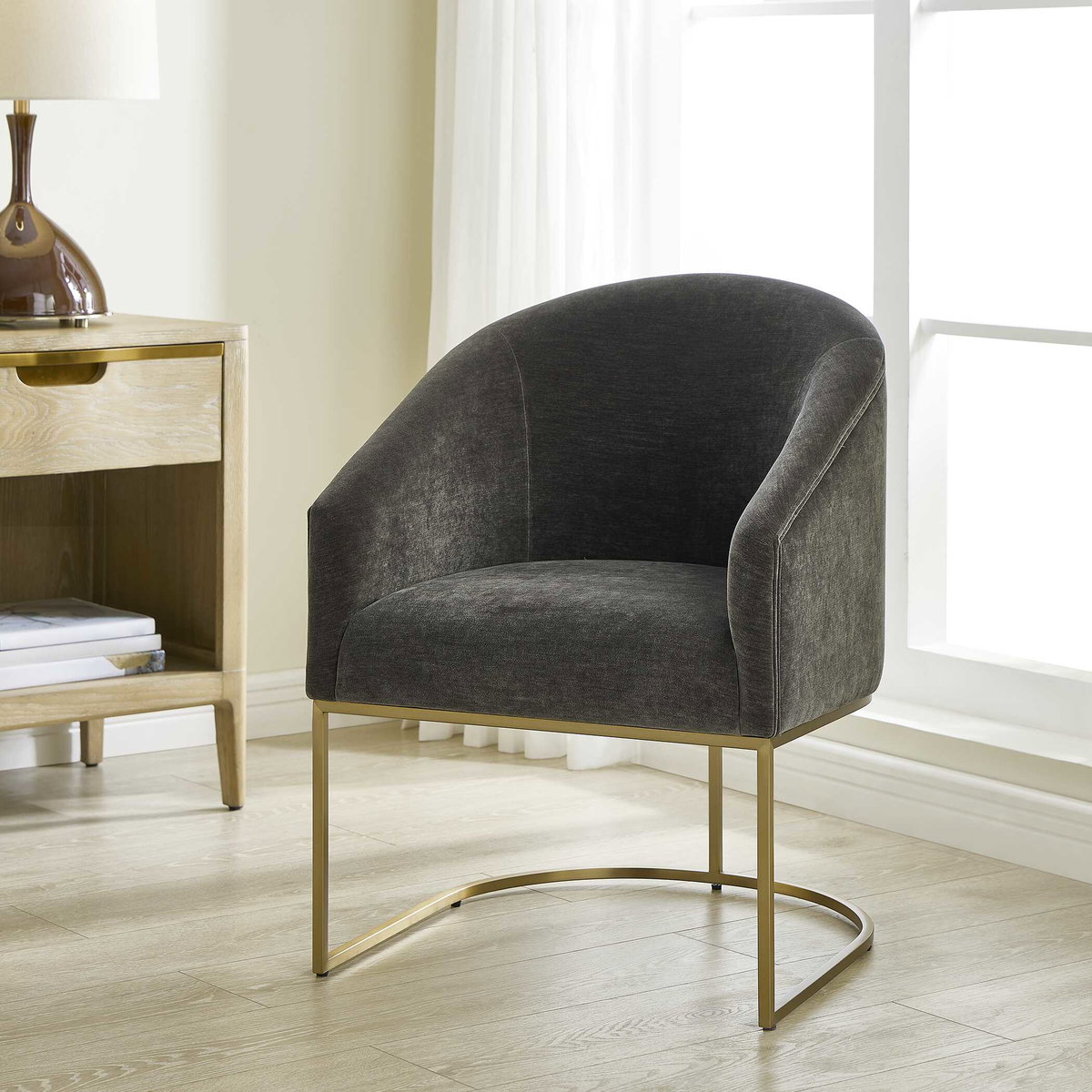 Hanni Charcoal Dining Chair, by Uttermost, 25" width x 32" height x 27" depth View 2