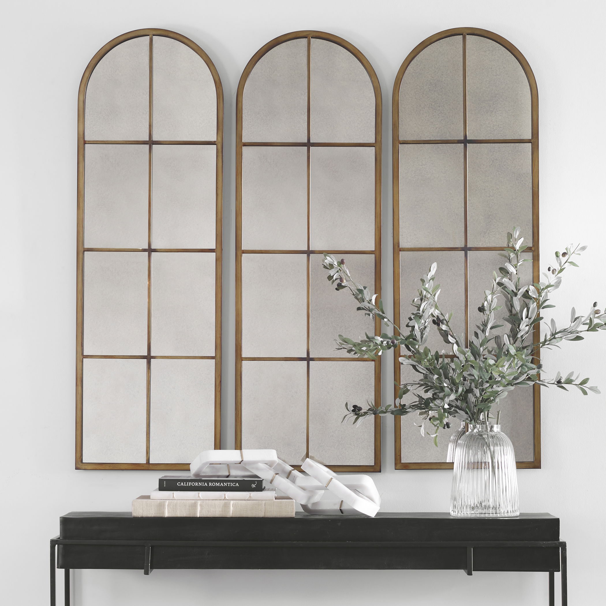 Amiel Arched Brown Mirror large image 