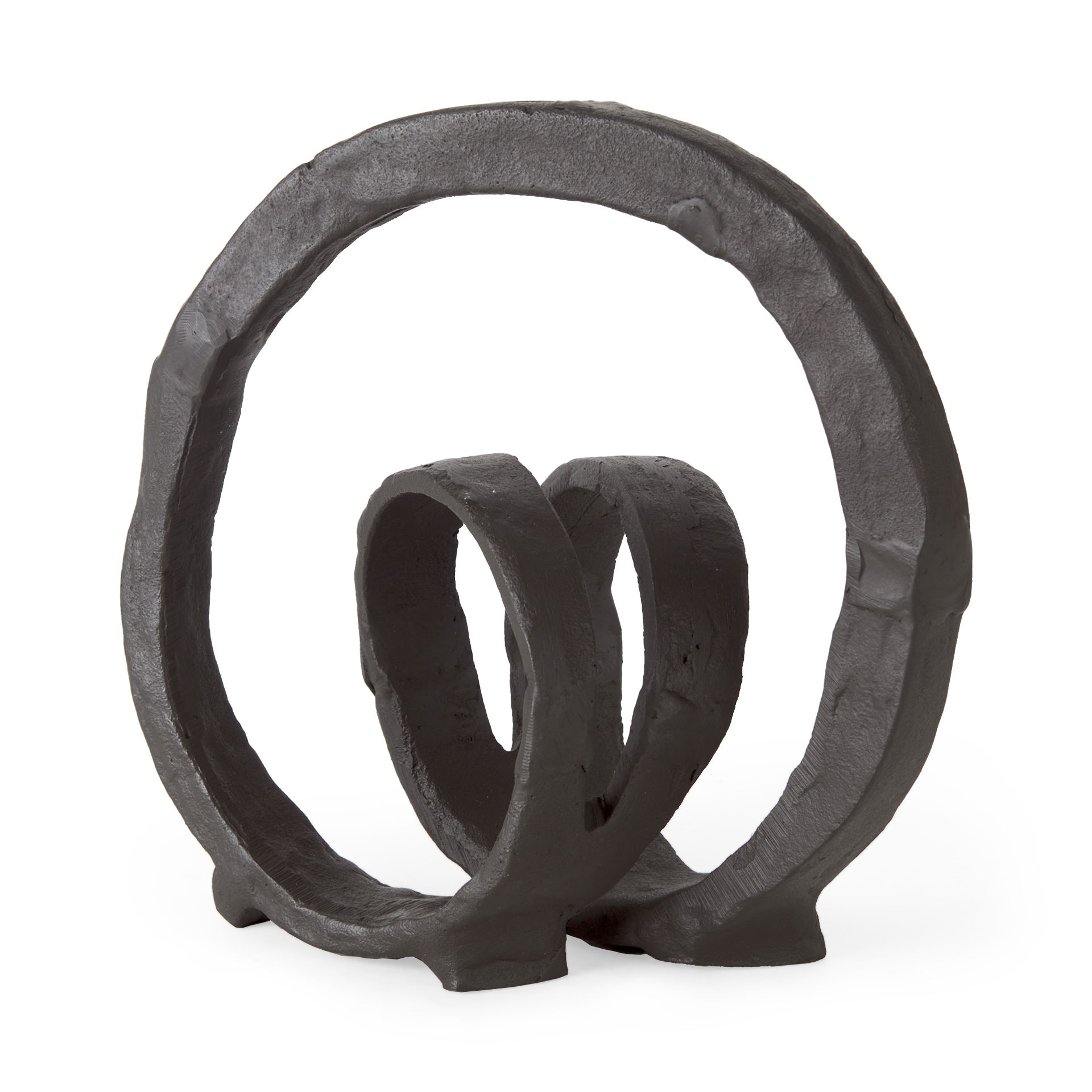 Stanislaw II Black Metal Infinite Ribbon Sculpture, Decorative Object by Mercana, 8.27" length x 4.72" width x 8.27" height View 1