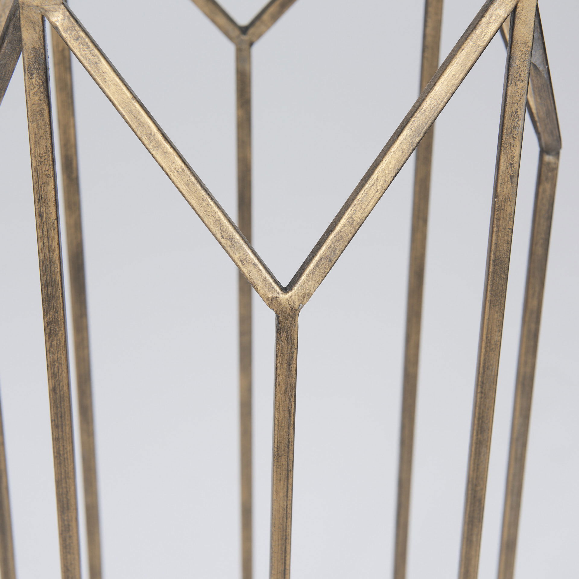 Ivy Large Gold Metal Geometric Cage Candle Holder Lantern, Lighting by Mercana, 10.24" length x 10.24" width x 36.02" height View 9