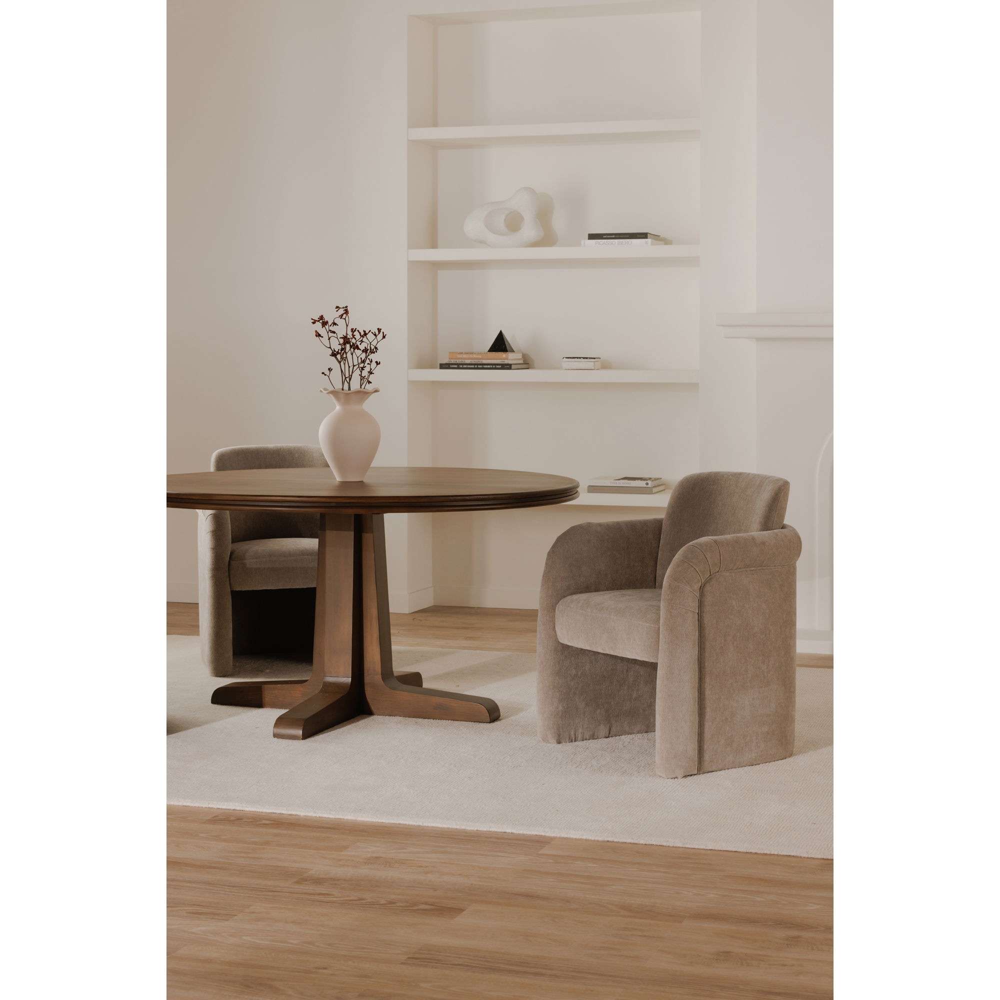 Mesto Rolling Dining Chair Taupe, by Moe's Home, 26" width x 32.5" height x 25.6" depth View 12