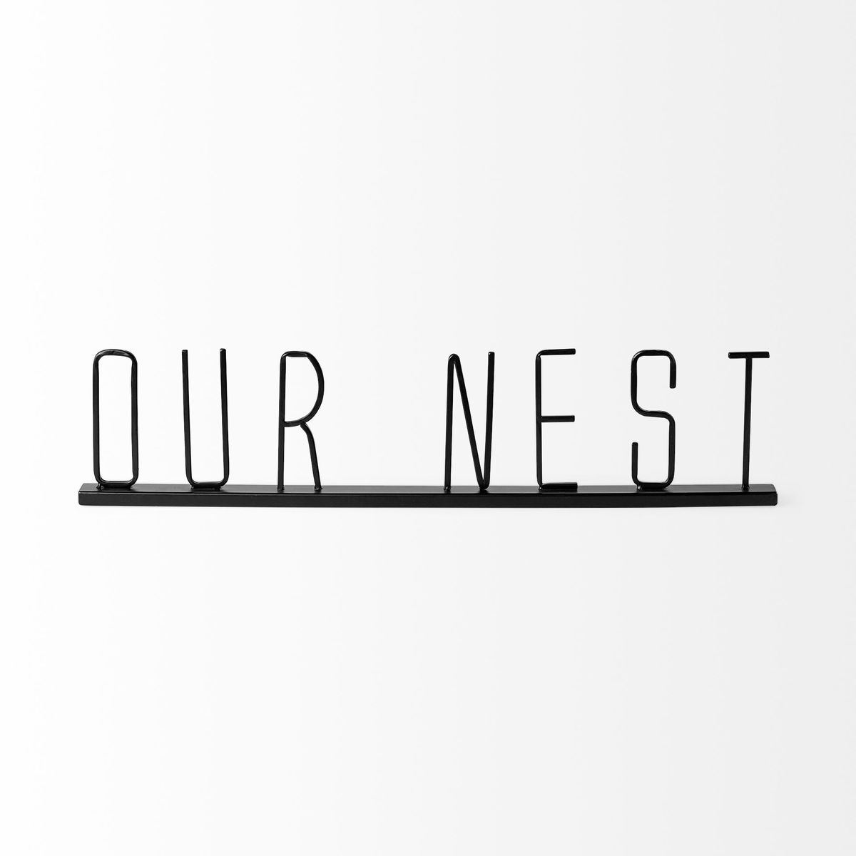 Our Nest 24L x 1W Black Metal Sign, Decorative Object by Mercana, 23.62" length x 1.18" width x 5.31" height View 5
