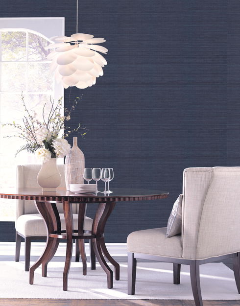 Petite Sisal Grasscloth Blue Wallpaper