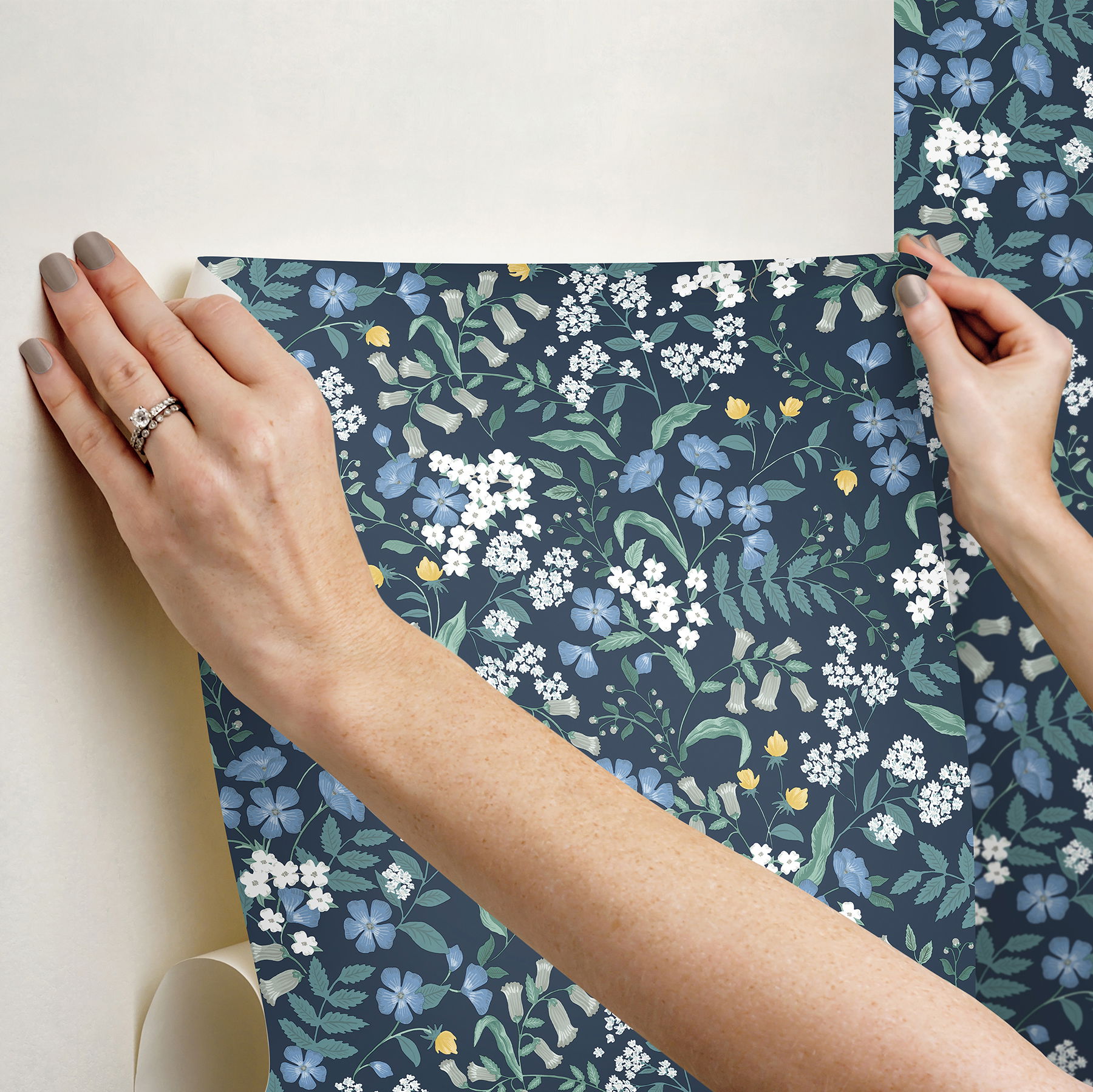 Sweetbrier Navy Peel & Stick Wallpaper large image 