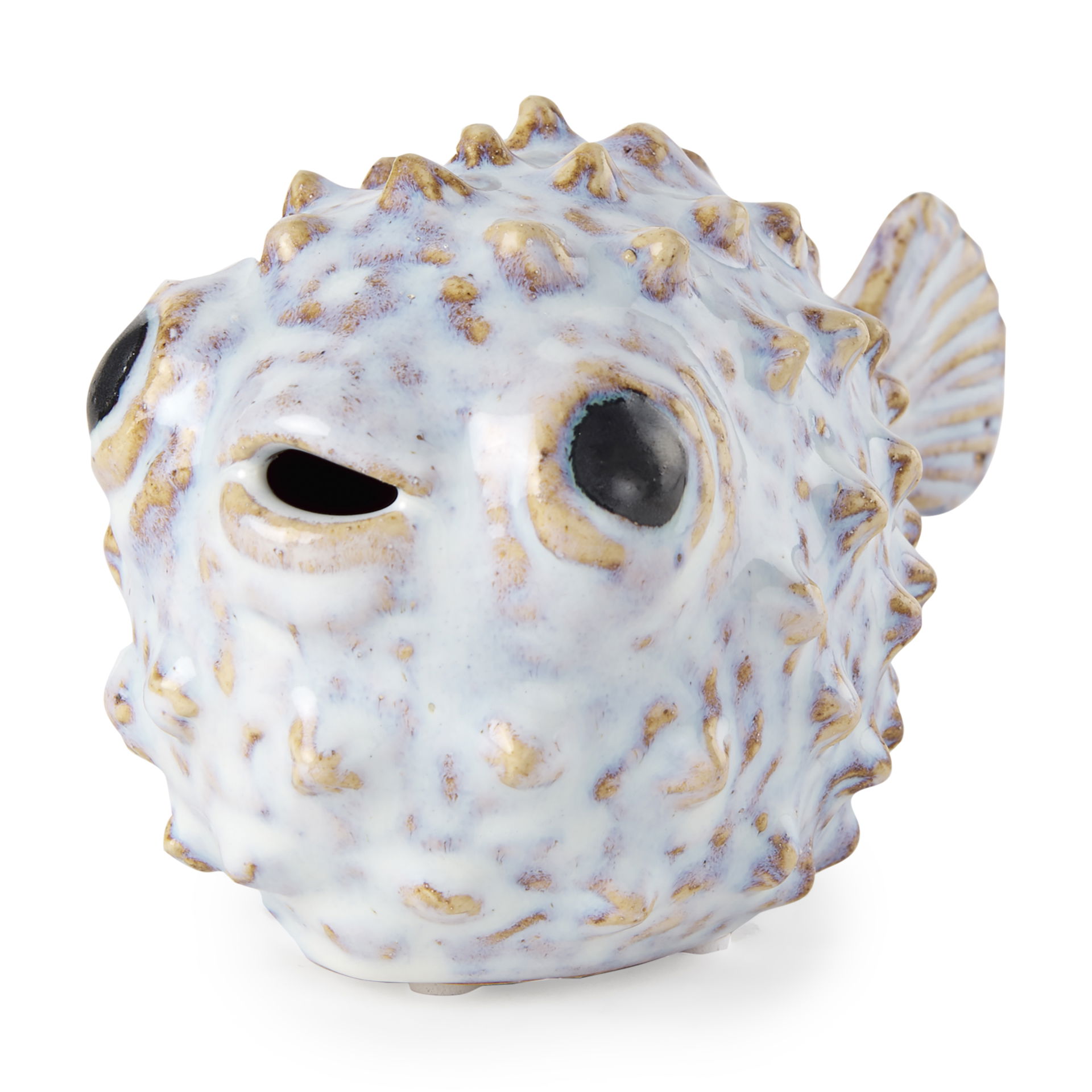 Spike I (Small) 8L x 4W Off-White Ceramic Puffer Fish, Decorative Object by Mercana, 7.48" length x 4.33" width x 4.53" height View 1