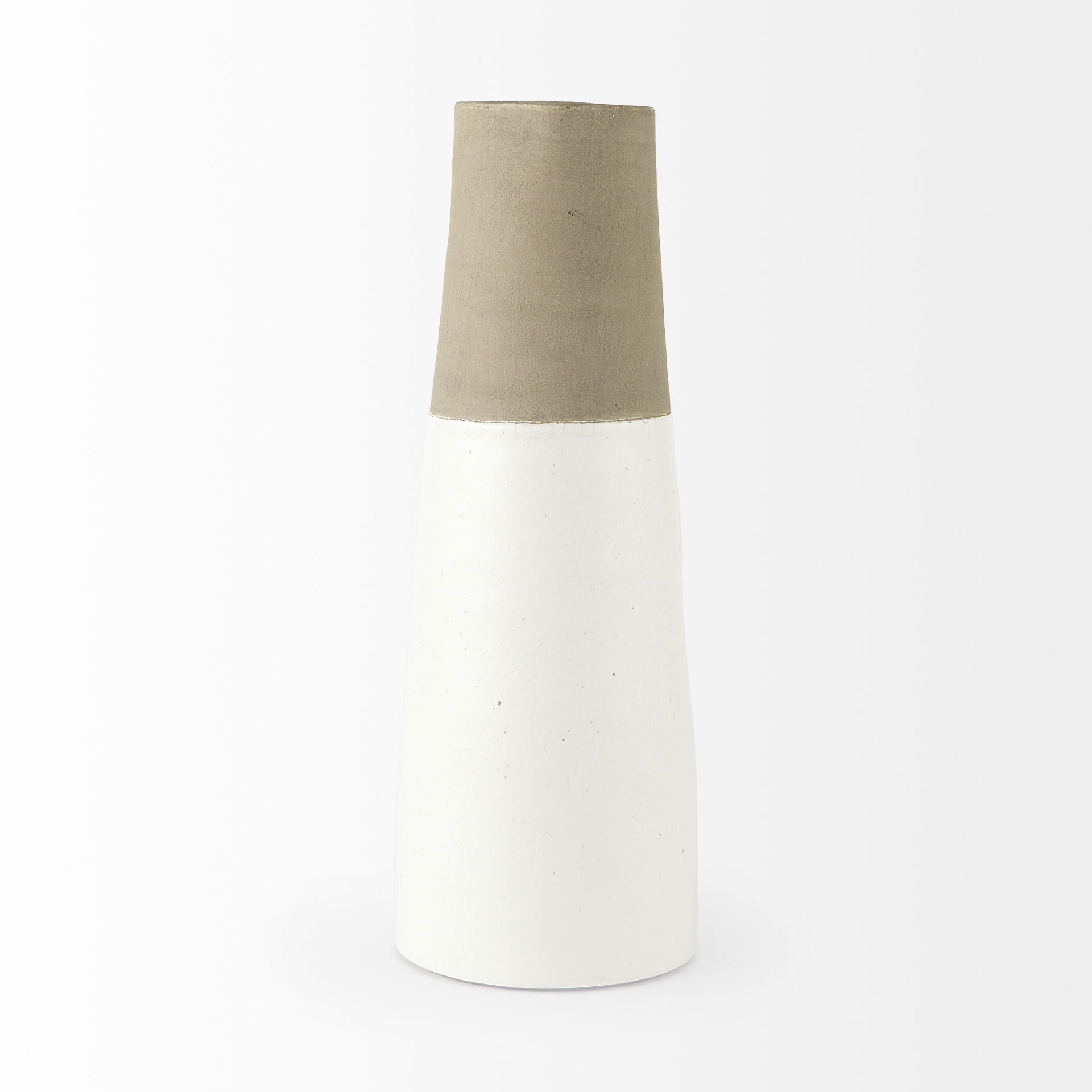 Garand Large 18.8H Two-Toned White Natural Ceramic Jug large image 