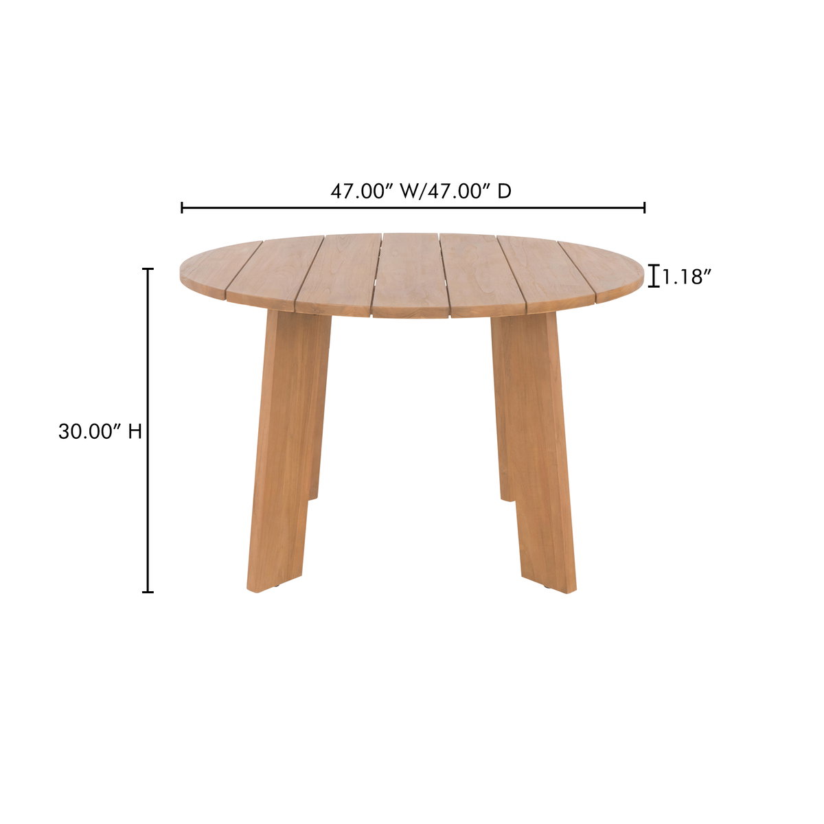 Delta Round Outdoor Dining Table Natural, Outdoor Table by Moe's Home, 3'11" width x 2'6" height x 3'11" depth View 9
