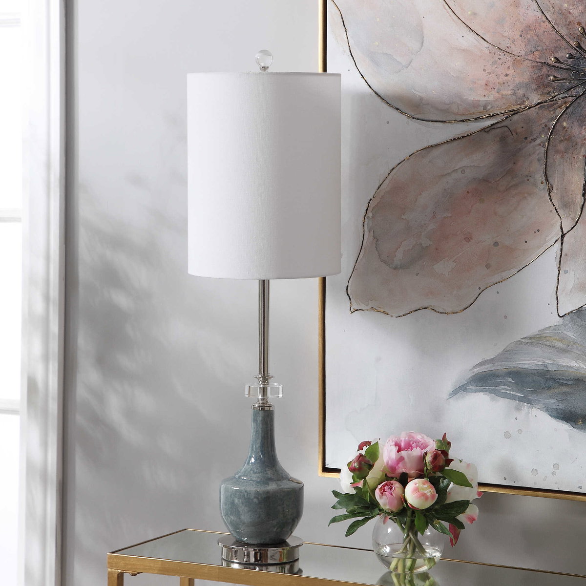 Piers Mottled Blue Buffet Lamp, by Uttermost, 10" width x 2'9.25" height x 10" depth View 5