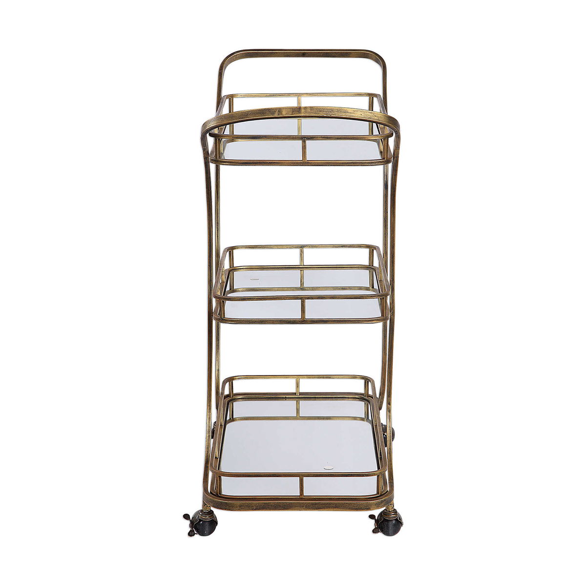 Stassi Gold Serving Cart, Bar Carts & Cabinet by Uttermost, 31.5" width x 37.12" height x 15.25" depth View 5