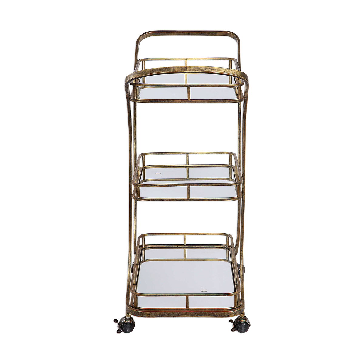 Stassi Gold Serving Cart, Bar Carts & Cabinet by Uttermost, 31.5" width x 37.12" height x 15.25" depth View 5