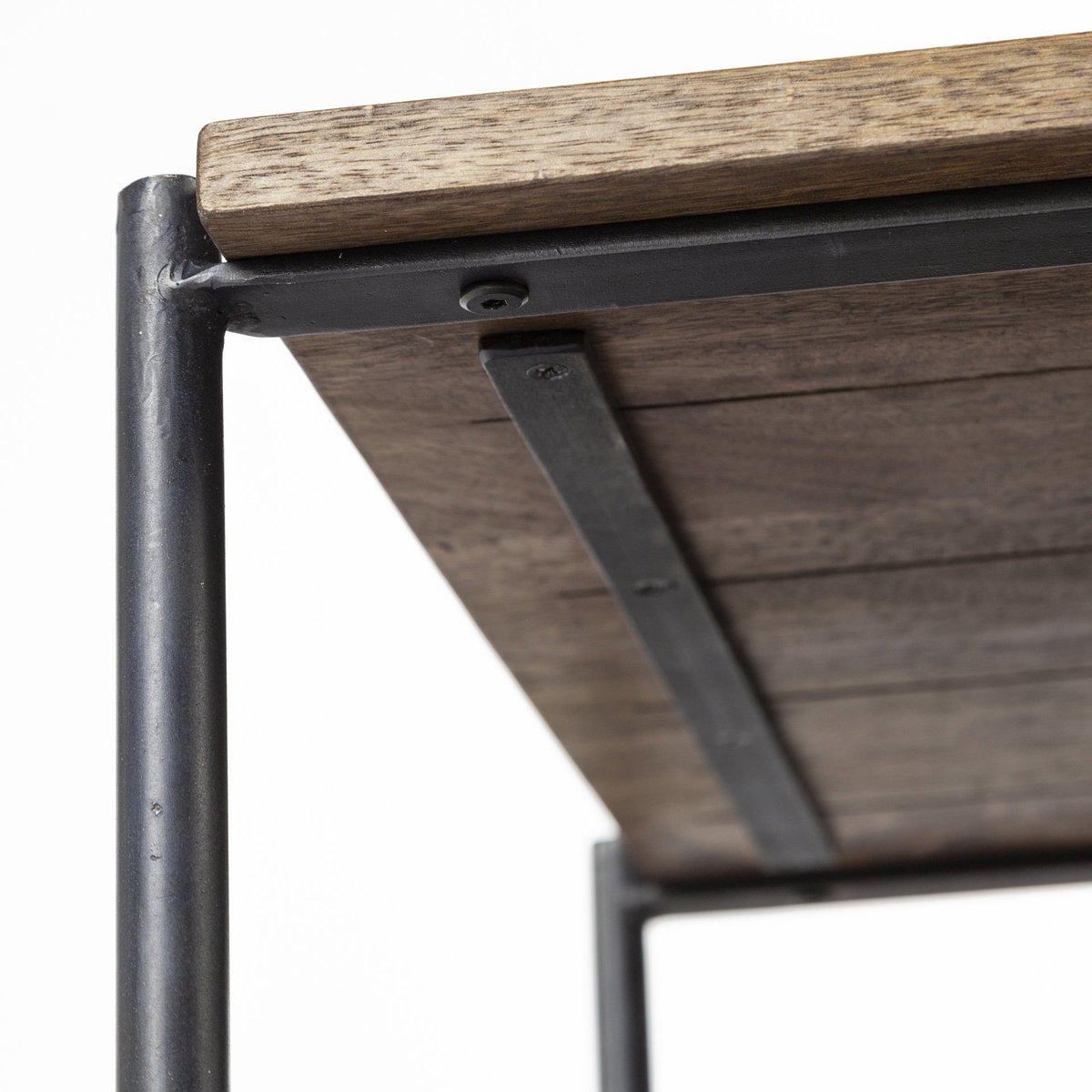 Glenn I 20L x 21W x 24H Dark Brown Wood with Black Iron Frame Square End/Side Table, Side & End Table by Mercana, 20" length x 21" width x 24" height View 11