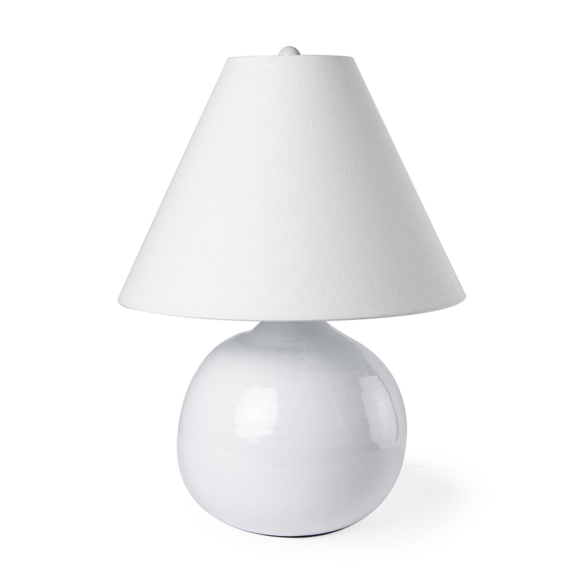Mehdi White Ceramic Table Lamp, by Mercana, 12.2" length x 12.2" width x 11.02" height View 1