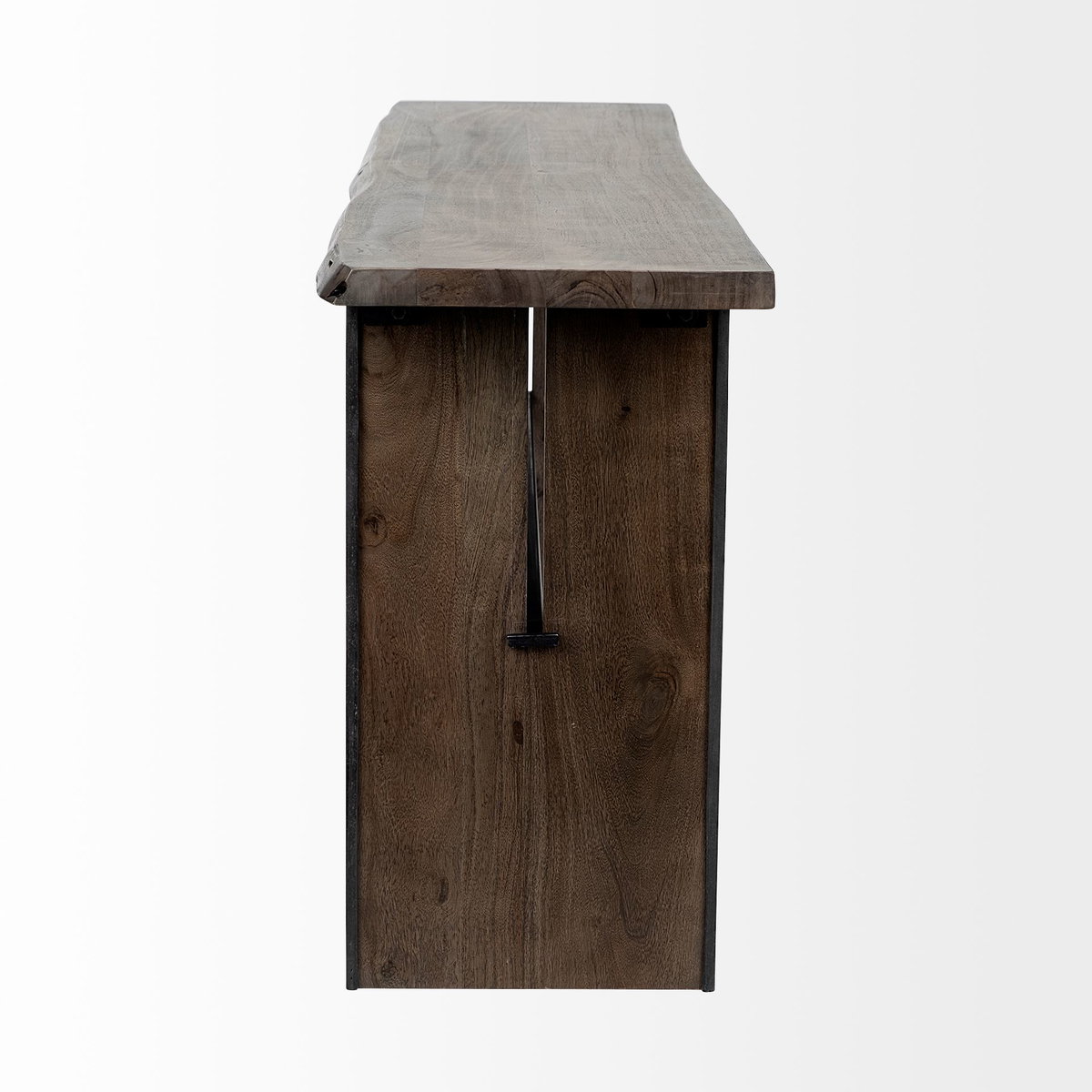 Ledger II 70L x 17W x 30H Live-Edge Wooden Brown Console Table, by Mercana, 70" length x 17" width x 30" height View 4