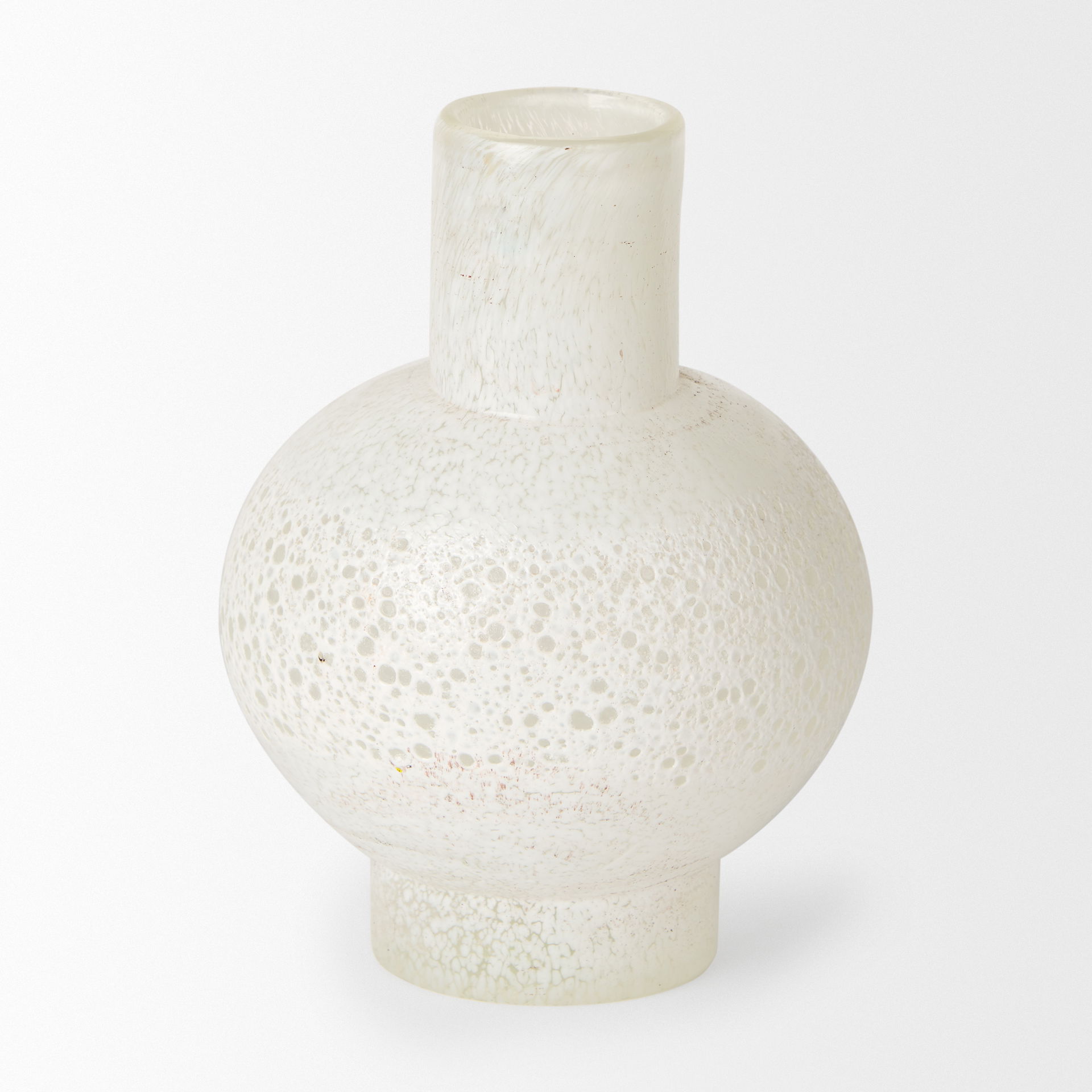 Heket Short White Glass Vase, by Mercana, 6.89" length x 6.89" width x 8.86" height View 4
