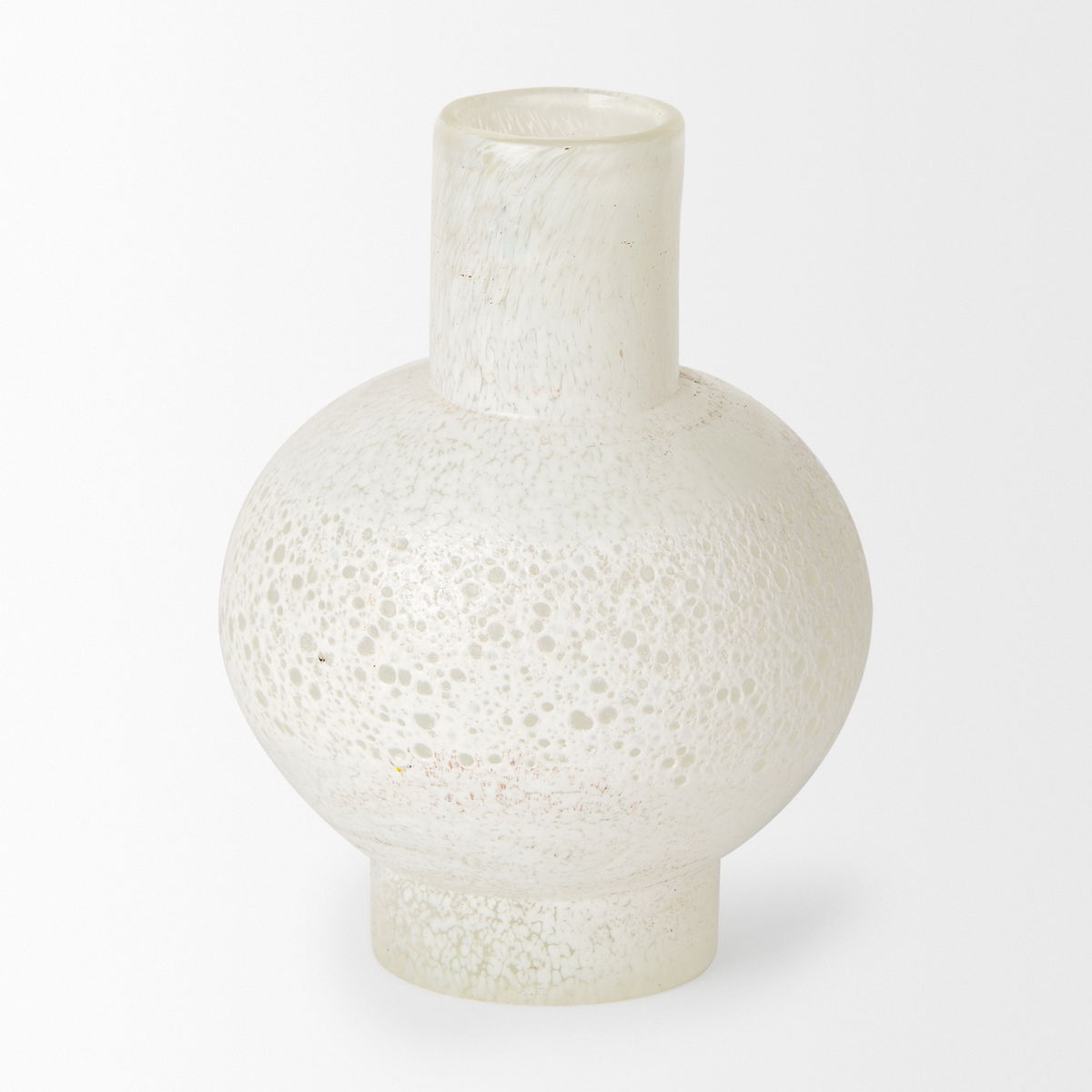 Heket Short White Glass Vase, by Mercana, 6.89" length x 6.89" width x 8.86" height View 4