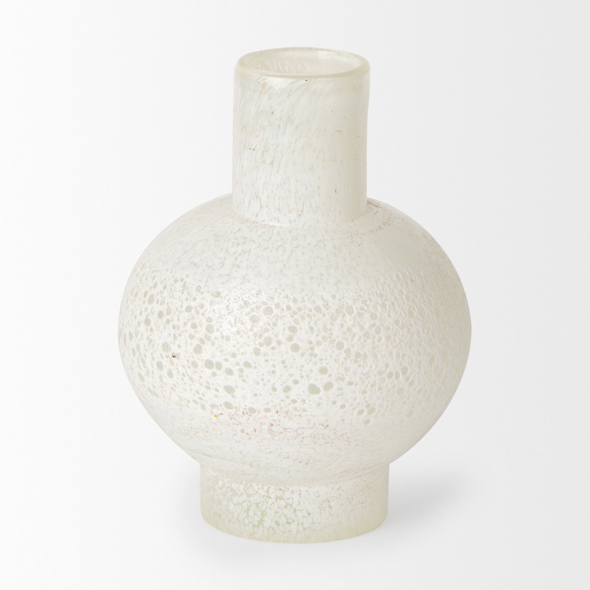 Heket Short White Glass Vase, by Mercana, 6.89" length x 6.89" width x 8.86" height View 4