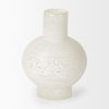 Heket Short White Glass Vase, by Mercana, 6.89" length x 6.89" width x 8.86" height thumbnail 4