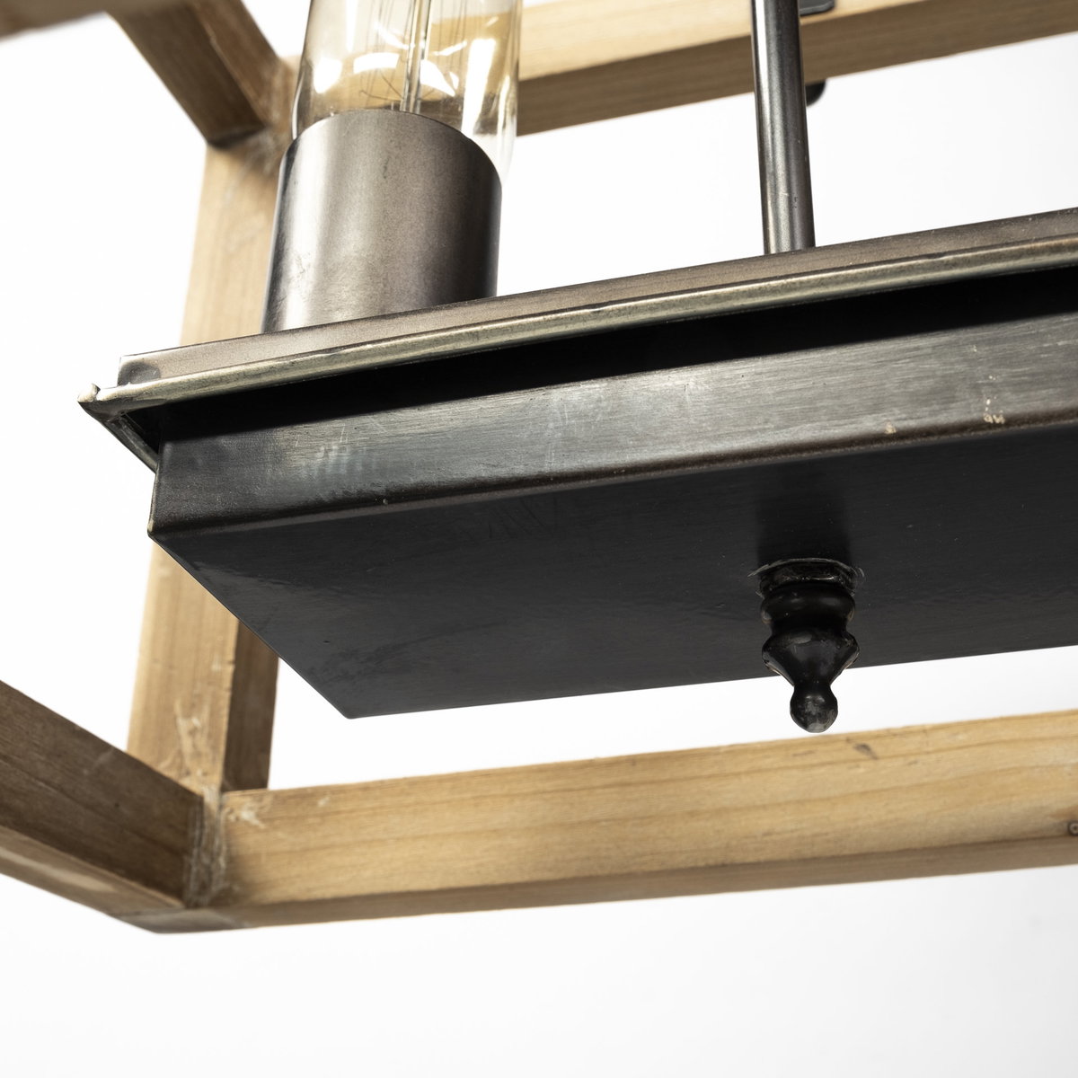 Josie (42'x14.5'x20') Natural Wood Chassis Six Light Chandelier, by Mercana, 42" length x 14.5" width x 20" height View 9