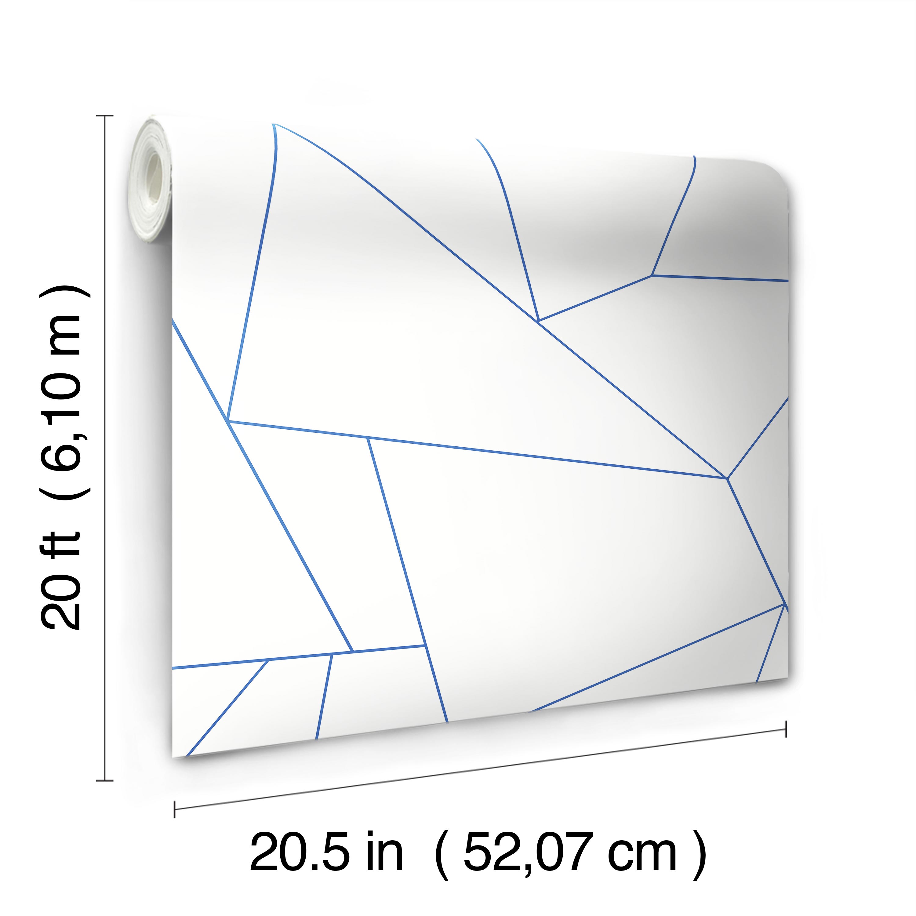 Factured Prism White & Blue Peel & Stick Wallpaper large image 