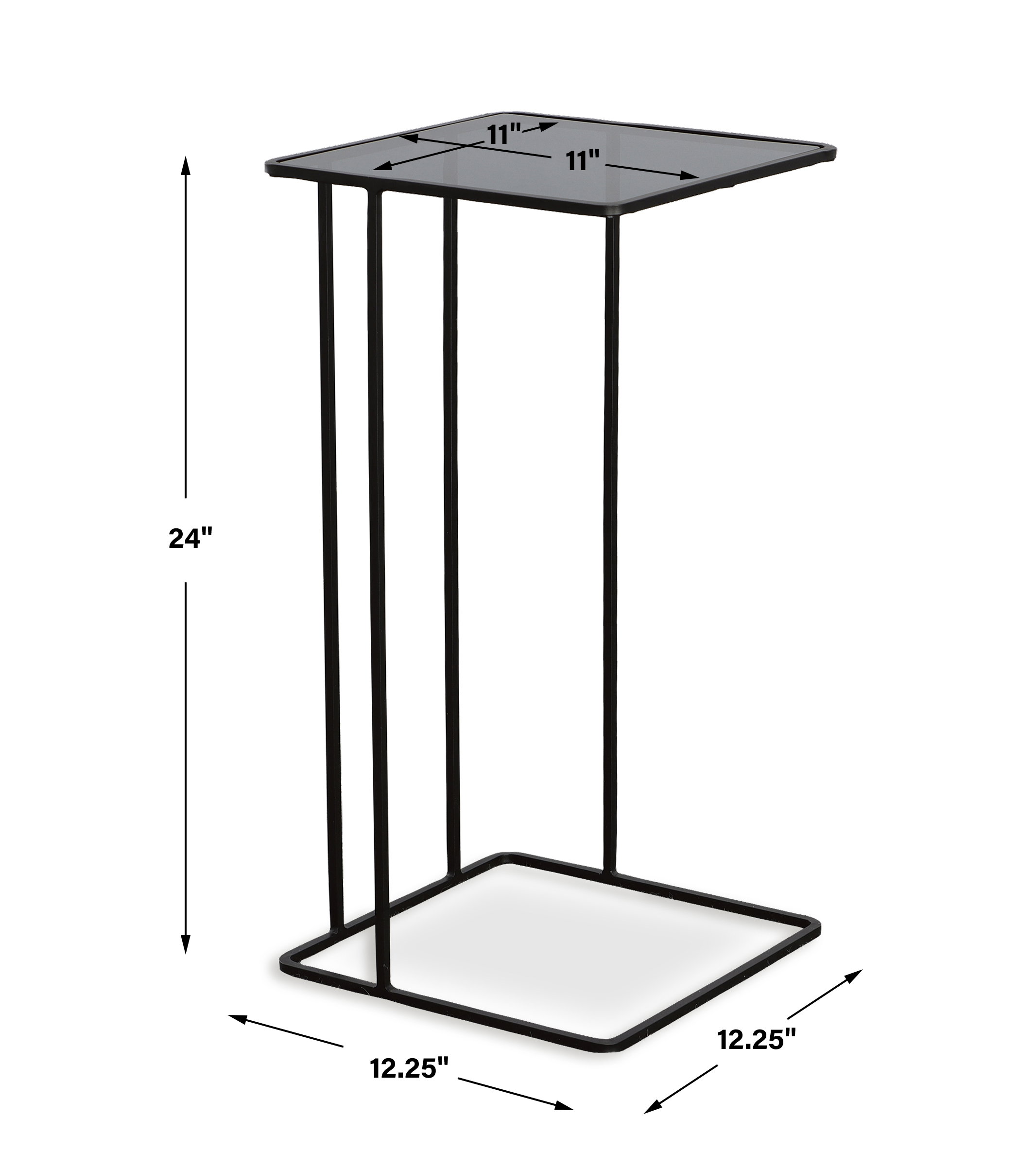 Cadmus Black Accent Table, Furniture by Uttermost, 12.25" width x 24" height x 12.25" depth View 3