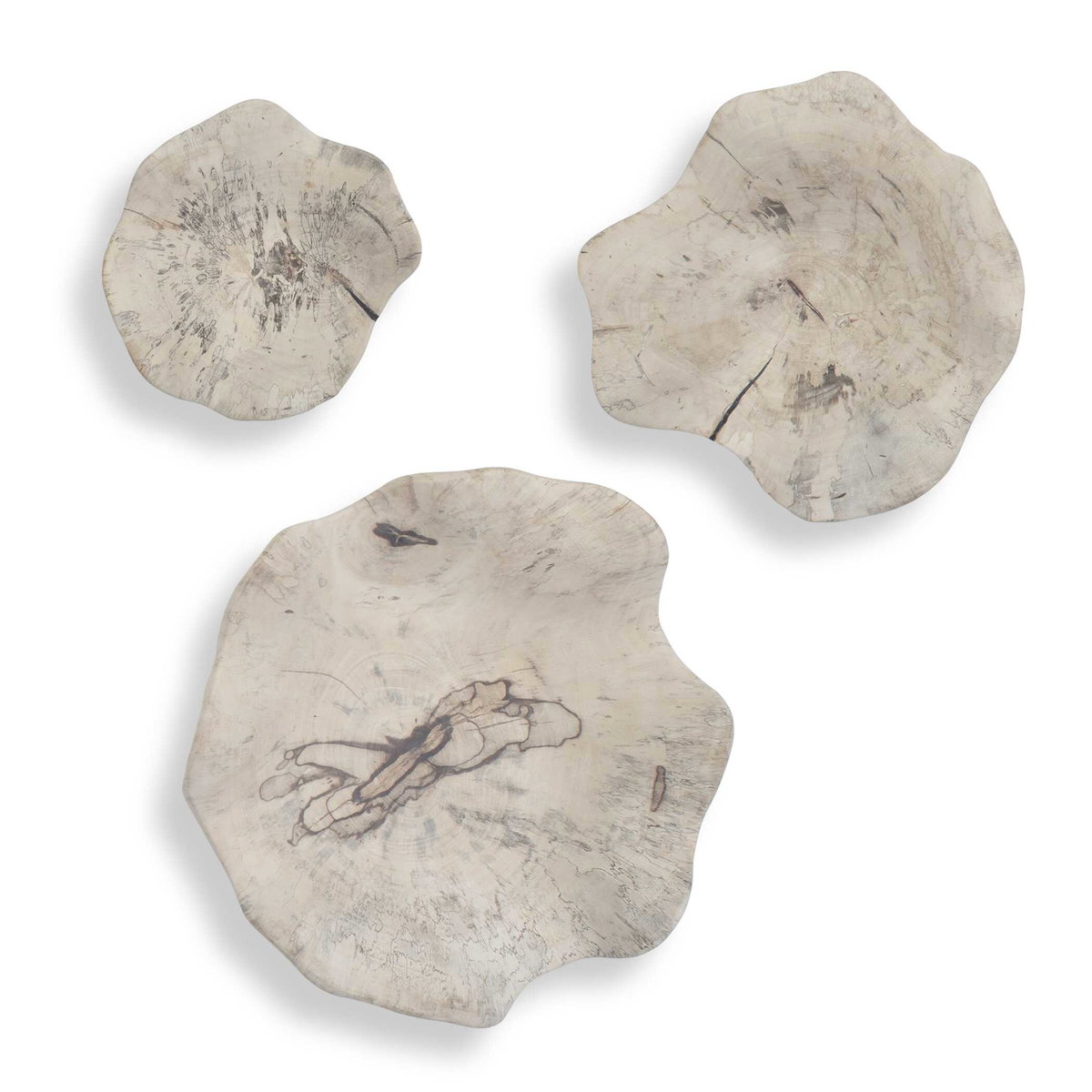 Teo Bleached Wood Wall Decor Set/3, Sculptural Wall Art by Uttermost, 15.75" width x 7" height x 15.75" depth View 1