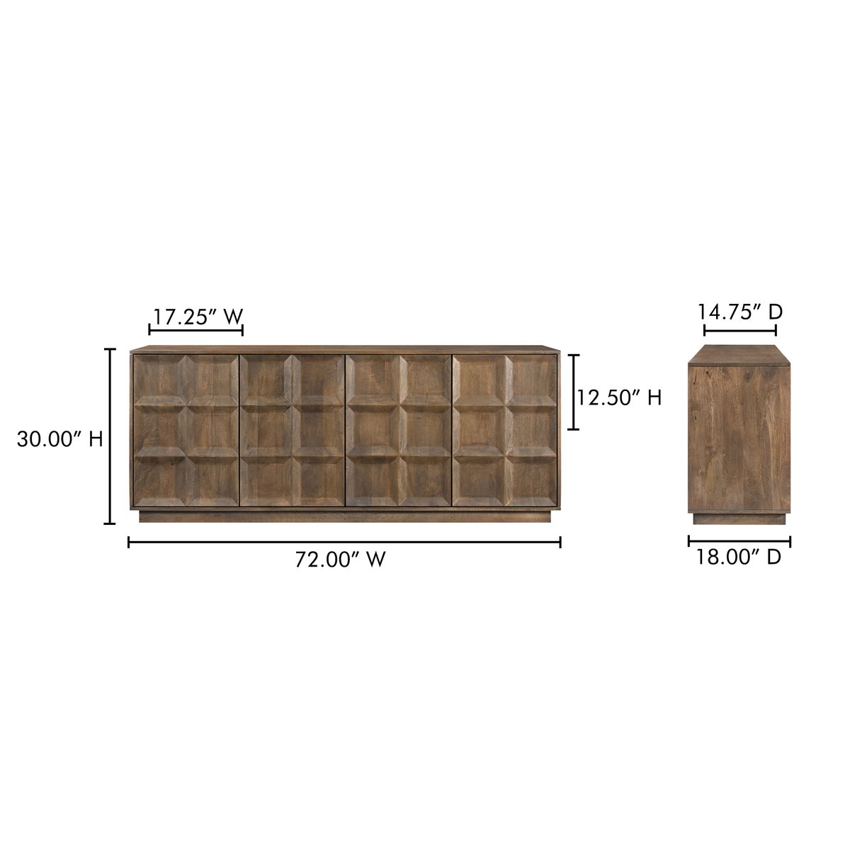 Bowen Sideboard Deep Brown, Cabinets & Sideboard by Moe's Home, 72" width x 30" height x 18" depth View 13