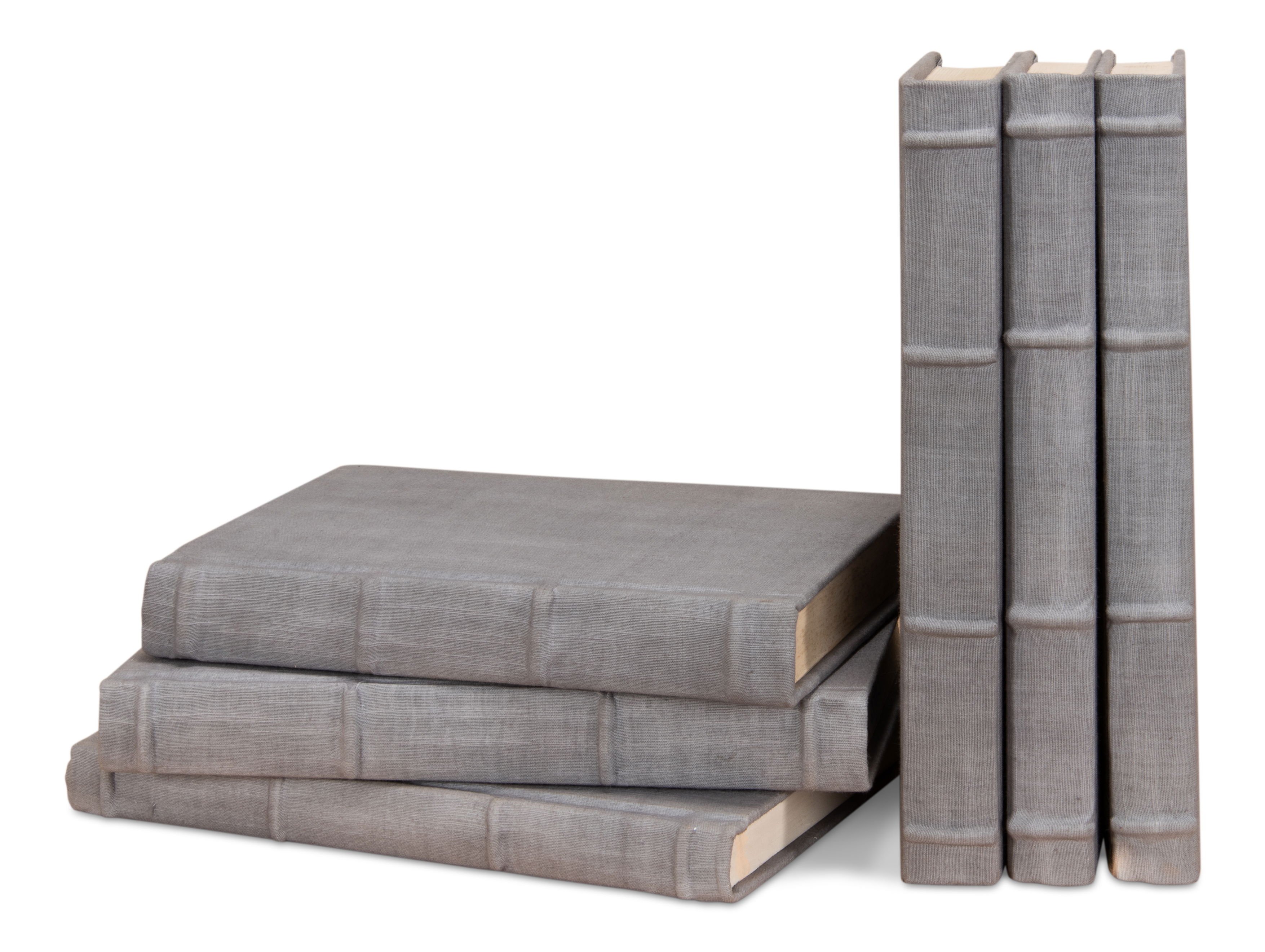 Heather Gray Linen Books, Set/12 large image 