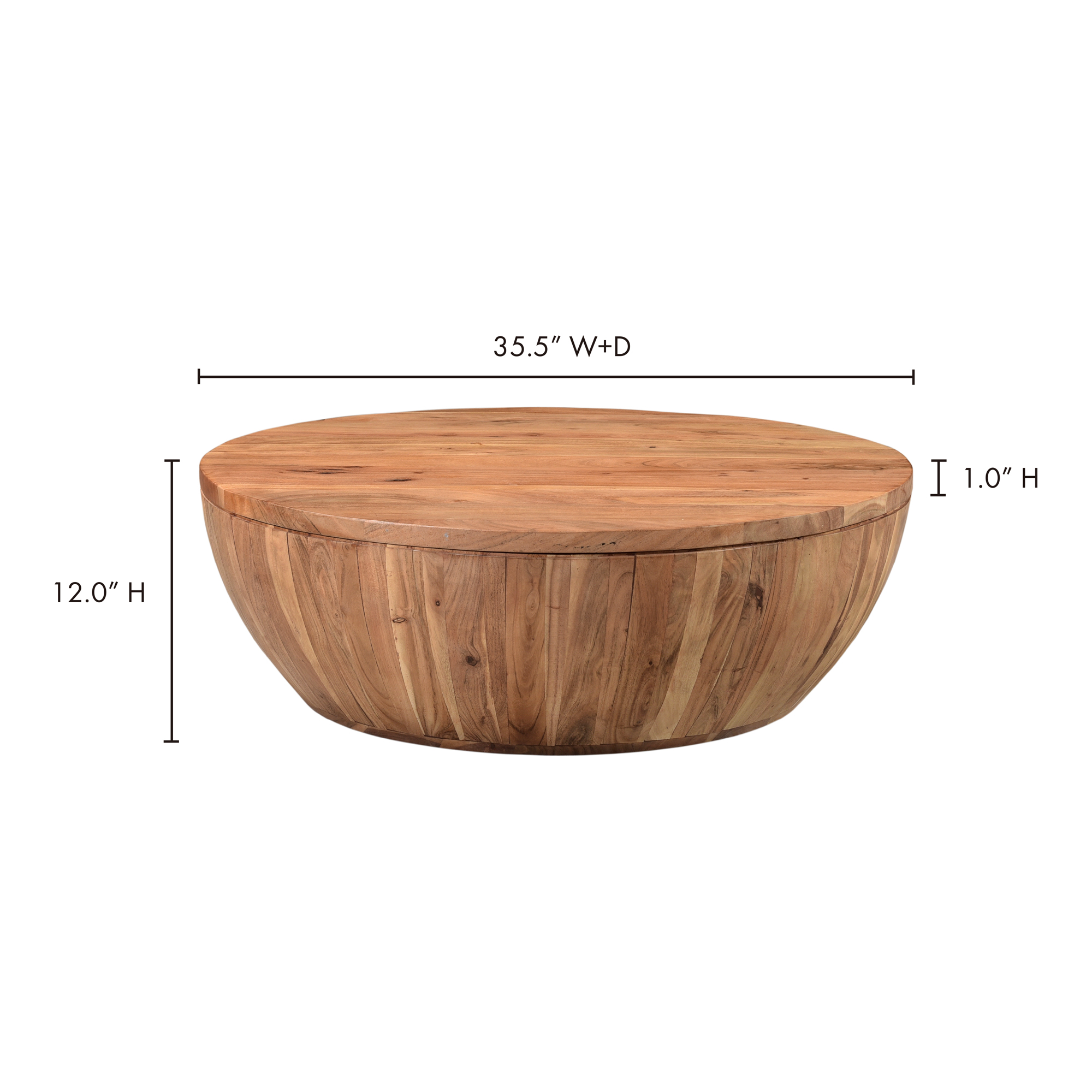 Eske Coffee Table Natural, by Moe's Home, 35.5" width x 12" height x 35.5" depth View 10