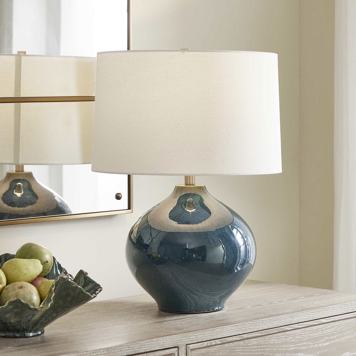 Corrine Deep Blue Table Lamp, by Uttermost, 18" width x 24.5" height x 18" depth View 2