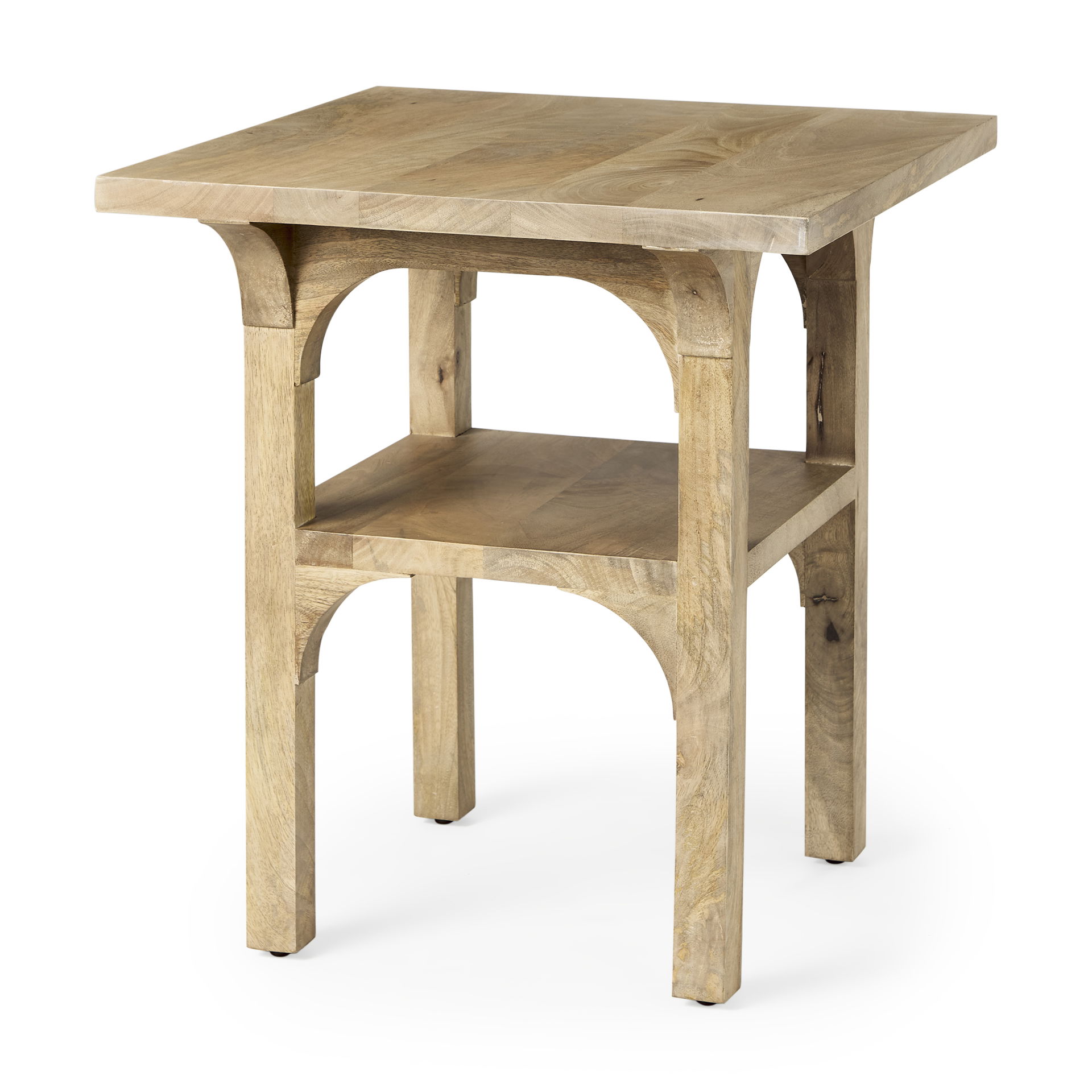 Candace Light Wood Bridge Accent Table, Side & End Table by Mercana, 20" length x 20" width x 22" height View 1