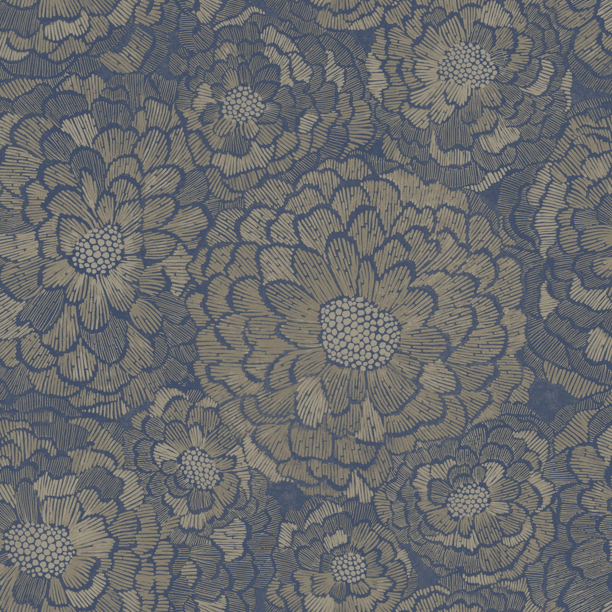 Zen Dahlia Blue Peel & Stick Wallpaper, by York Wall, 16'6" length x 1'8.5" width x 0.02" depth