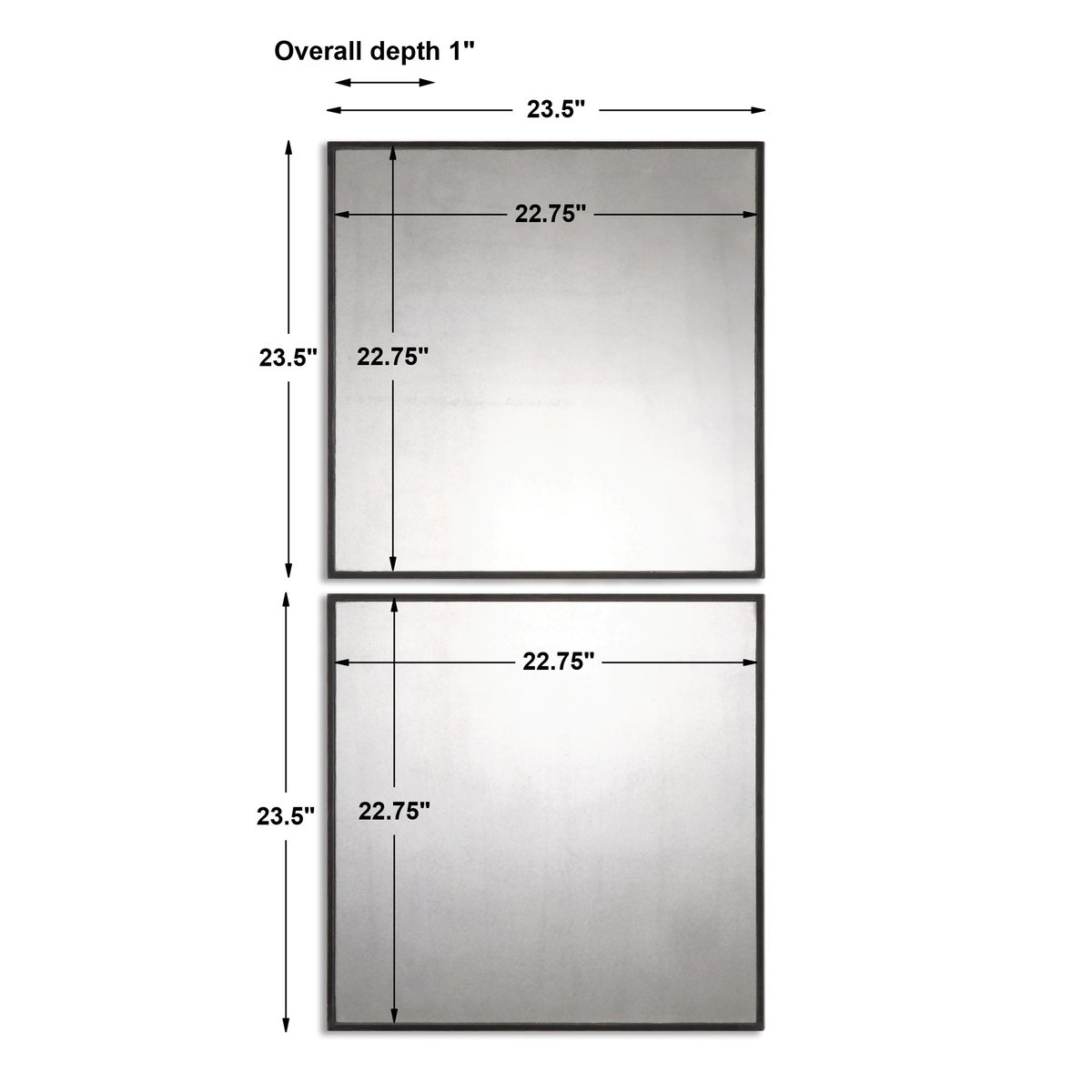 Matty Antiqued Square Mirrors Set/2, by Uttermost, 23.5" width x 23.5" height x 1" depth View 3