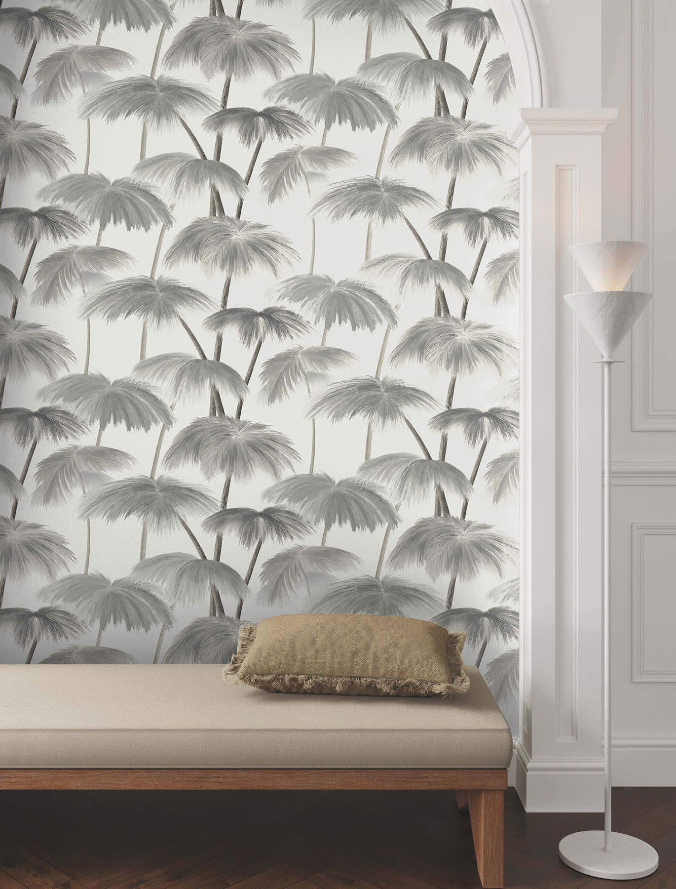 Plein Air Palms Black & White Wallpaper large image 