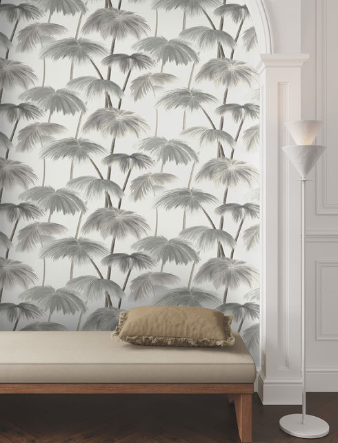 Plein Air Palms Black & White Wallpaper