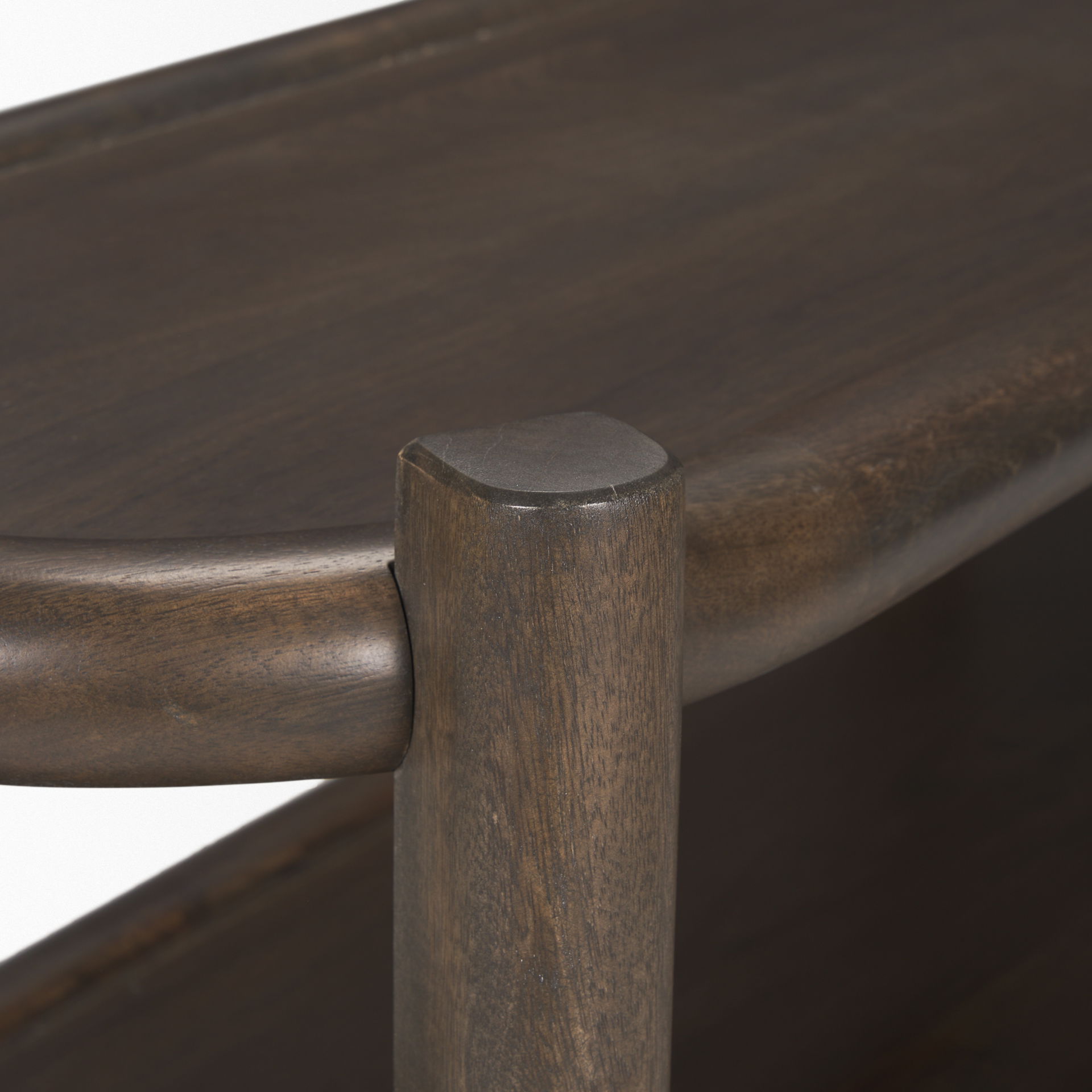 Romi Dark Brown Wood with 3 Shelves Oval Console Table large image 