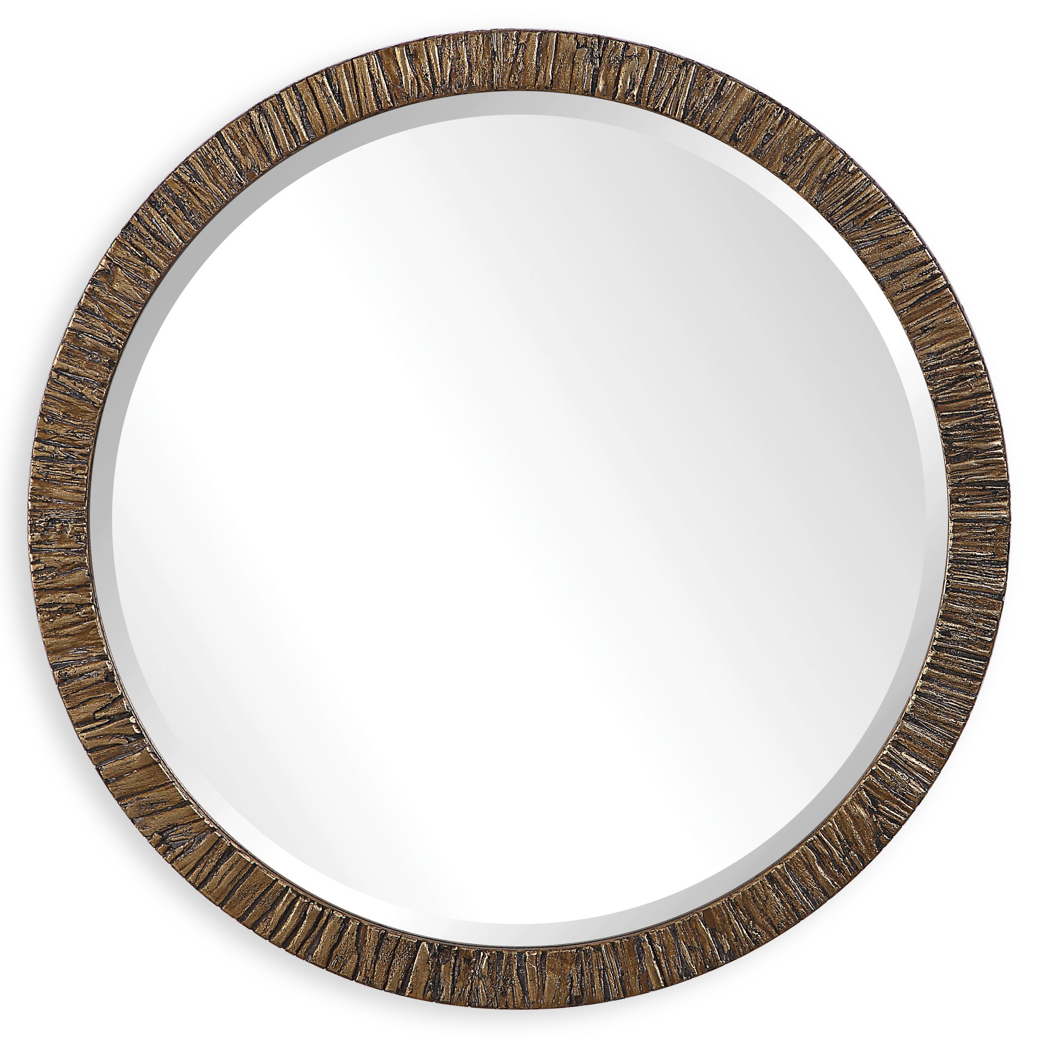 Wayde Gold Bark Round Mirror large image 