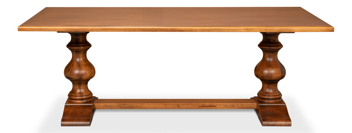 Lionisio Trestle Table  Noce Antica, by Sarreid, 3'5" length x 7' width x 2'6" height View 2