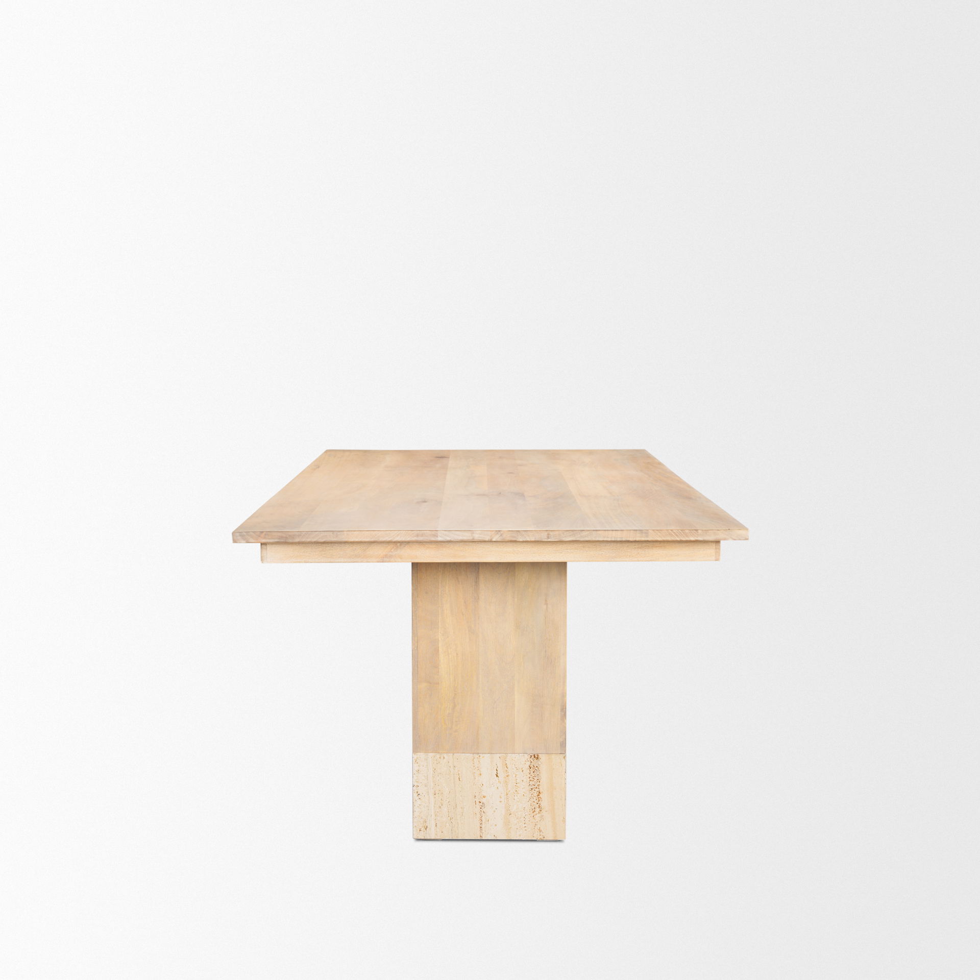 Shivon 94' Light Brown Mango Wood with Travertine Dining Table large image 