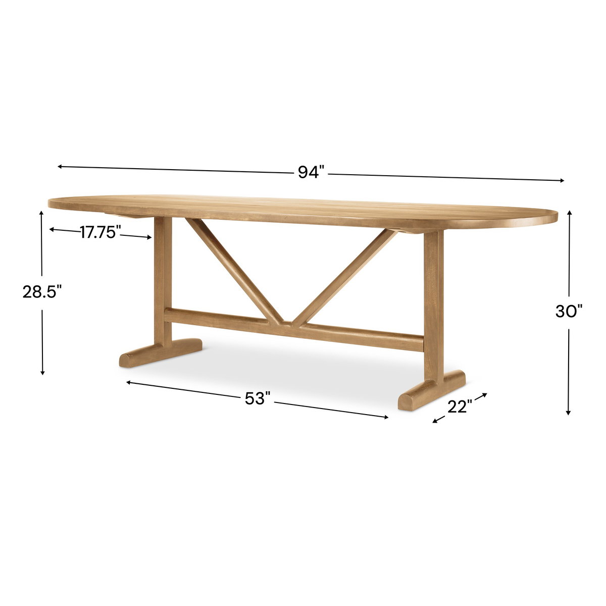 Viktor 94'L x 42'W Dining Table | Modern | Light Brown Wood | Seats 4, by Mercana, 94" length x 42" width x 30" height View 5