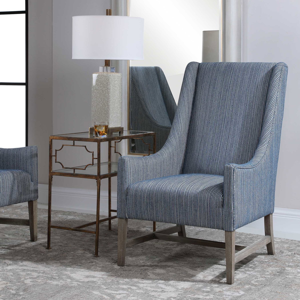 Galiot Wingback Accent Chair, by Uttermost, 27" width x 44" height x 33" depth View 4