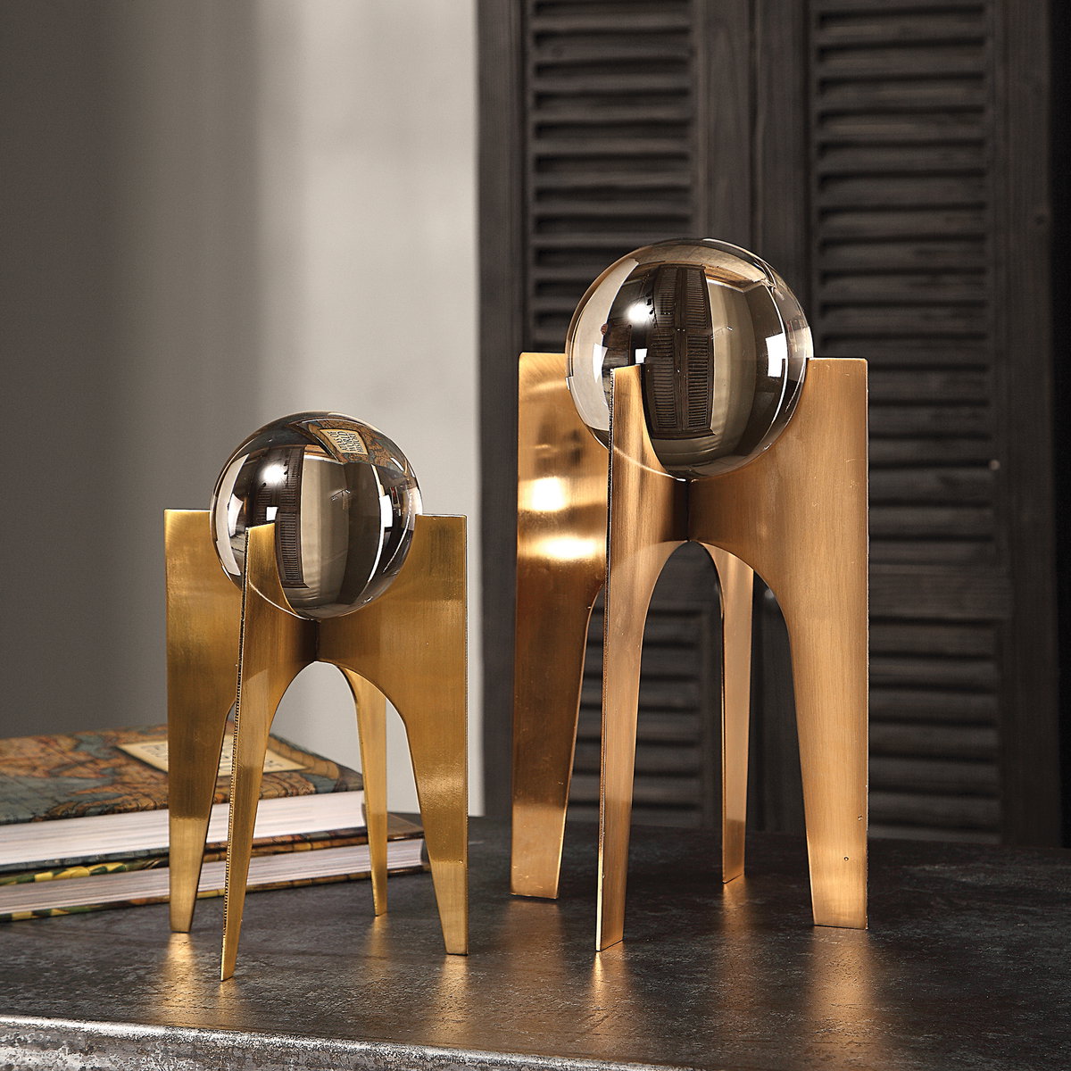 Ellianna Crystal Spheres Set/2, by Uttermost, 7.12" width x 1'3.62" height x 7.12" depth View 5
