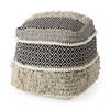 Darika  Black/White/Gray Cotton Pouf, Ottoman by Mercana, 16" length x 16" width x 16" height thumbnail 1