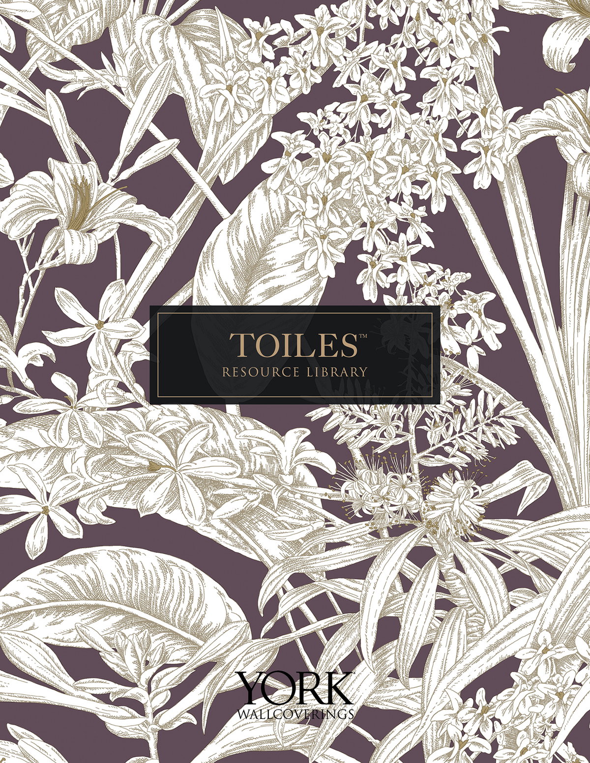 Orchid Conservatory Toile Blue & Taupe Wallpaper, by York Wall, 33' length x 1'8.5" width x 0.02" depth View 1