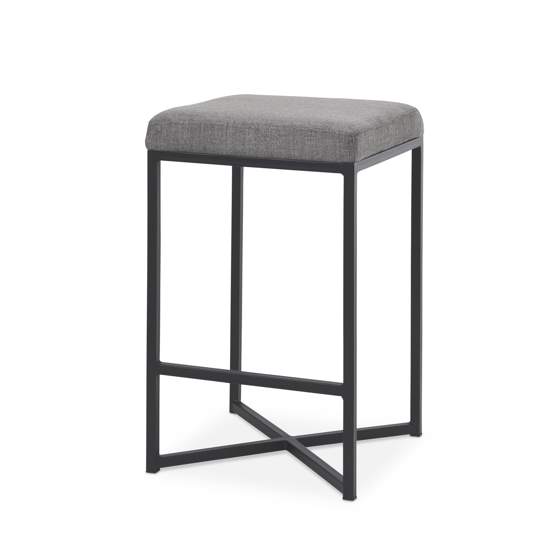 Frodo  Gray Fabric Seat with Black Iron Frame Counter Stool large image 