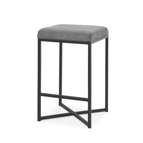 Frodo  Gray Fabric Seat with Black Iron Frame Counter Stool