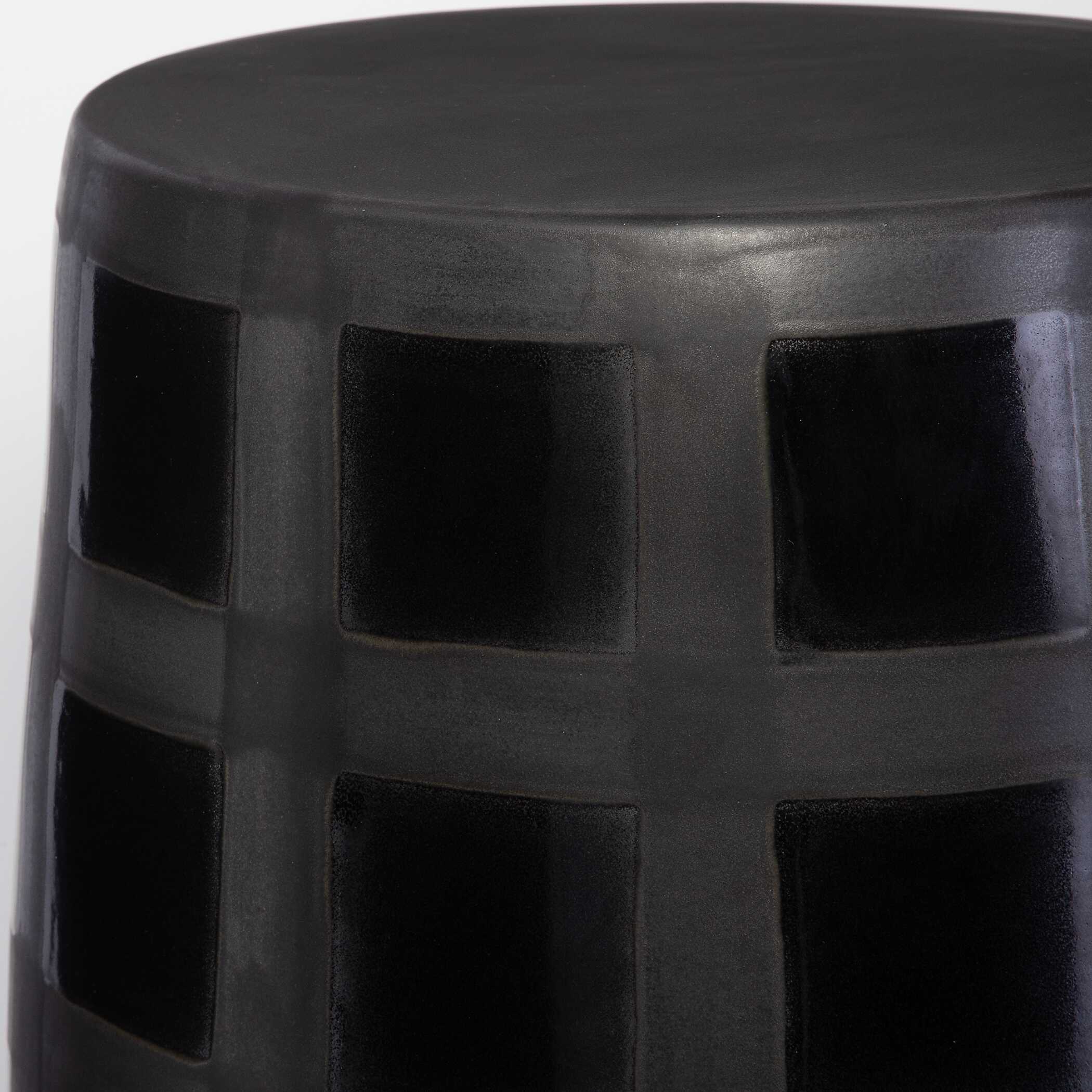 Patchwork Gridded Black Garden Stool large image 