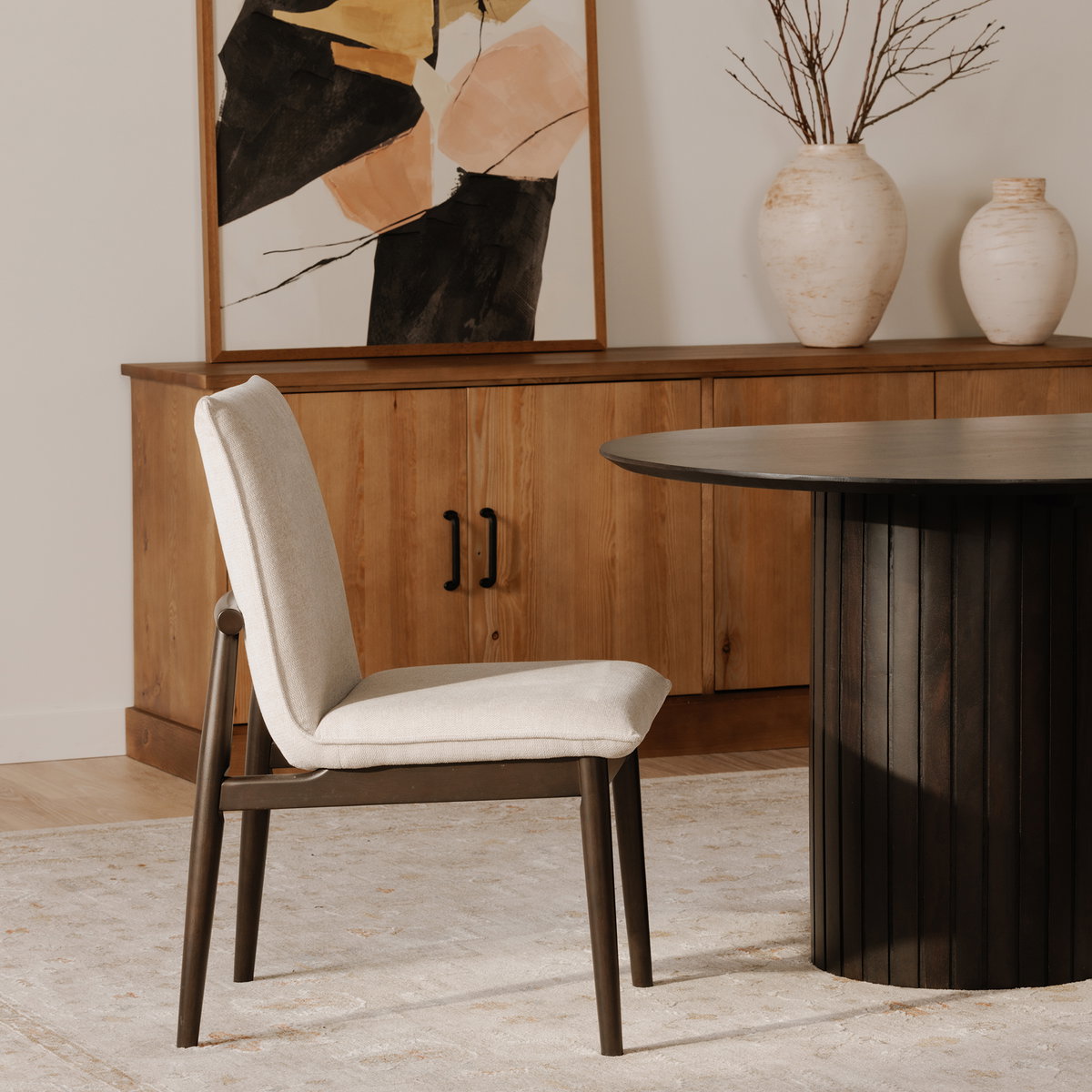 Charlie Dining Chair Beige– Set Of Two, by Moe's Home, 20.25" width x 35" height x 24.25" depth View 8