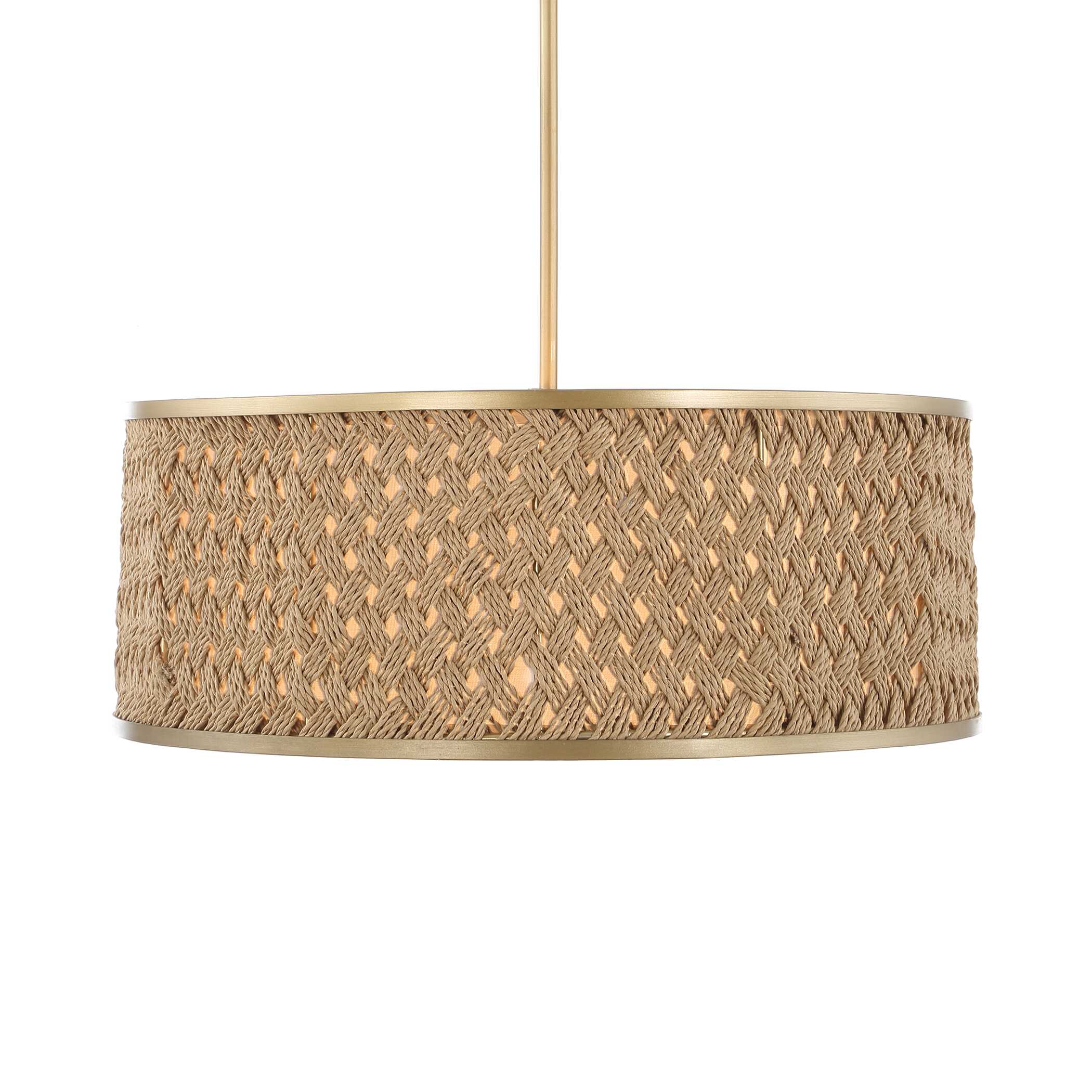 Pinchot 4 Light Rattan Drum Pendant large image 